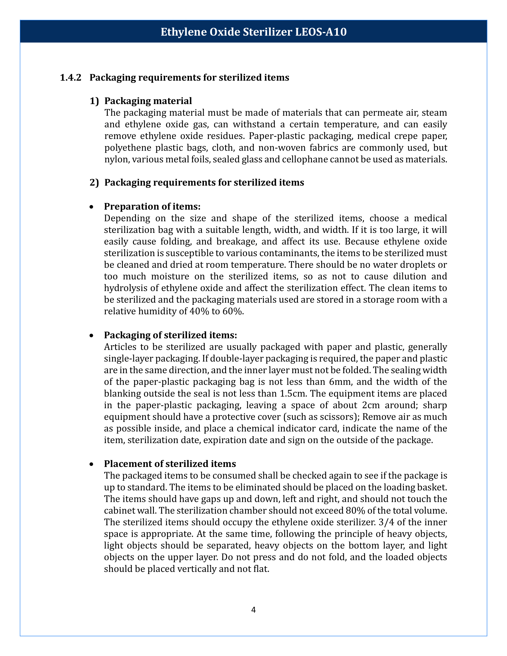 Ethylene Oxide Sterilizer LEOS-A10 Manual