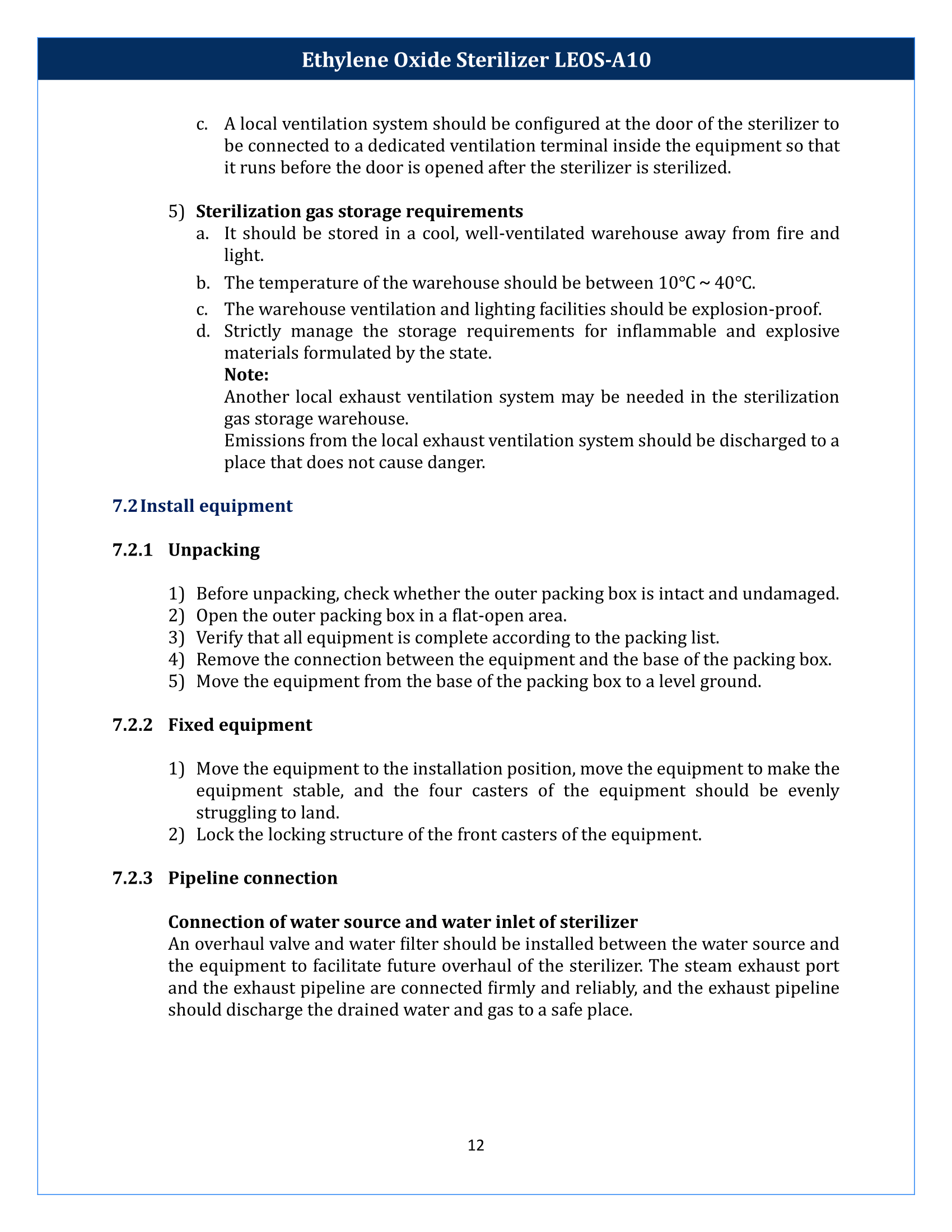 Ethylene Oxide Sterilizer LEOS-A10 Manual
