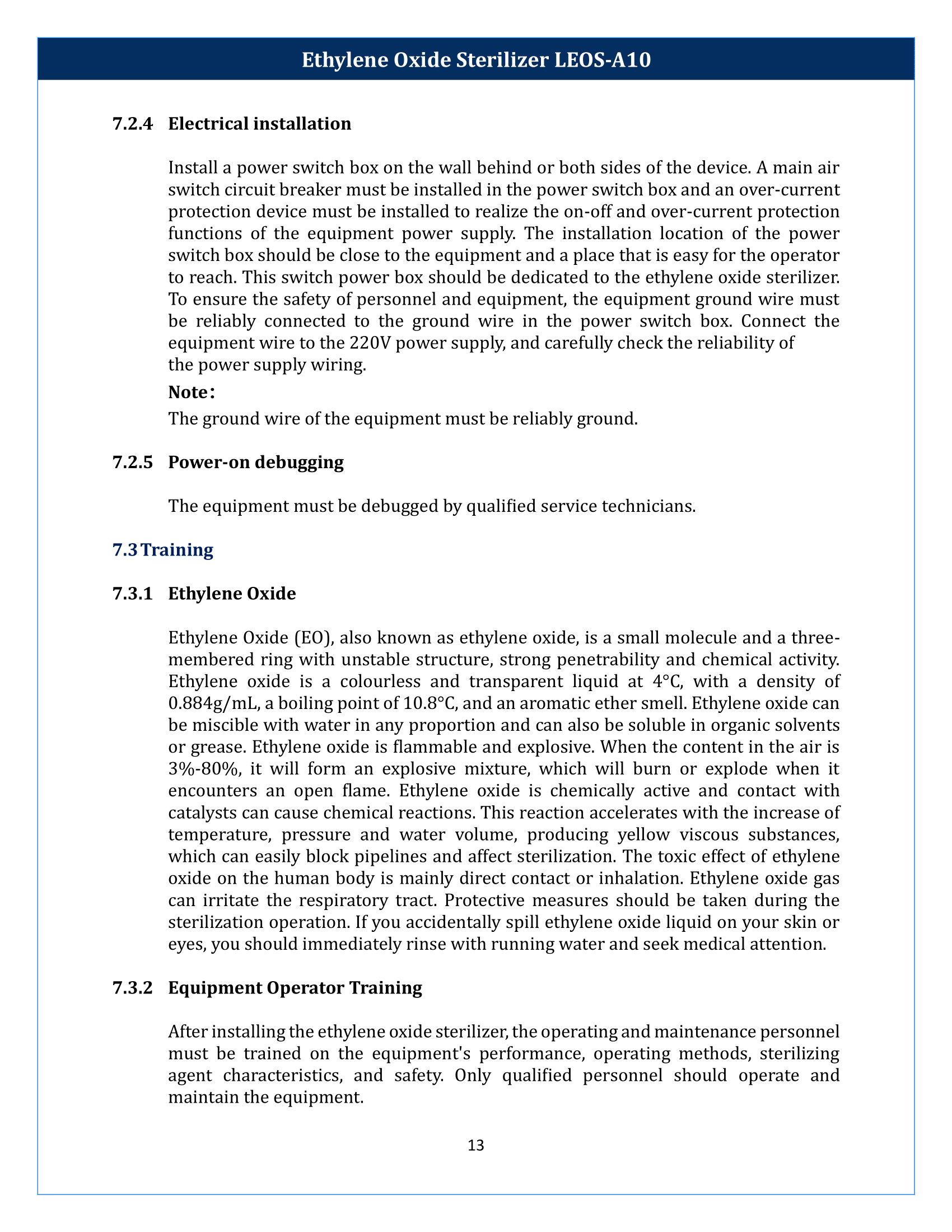 Ethylene Oxide Sterilizer LEOS-A10 Manual