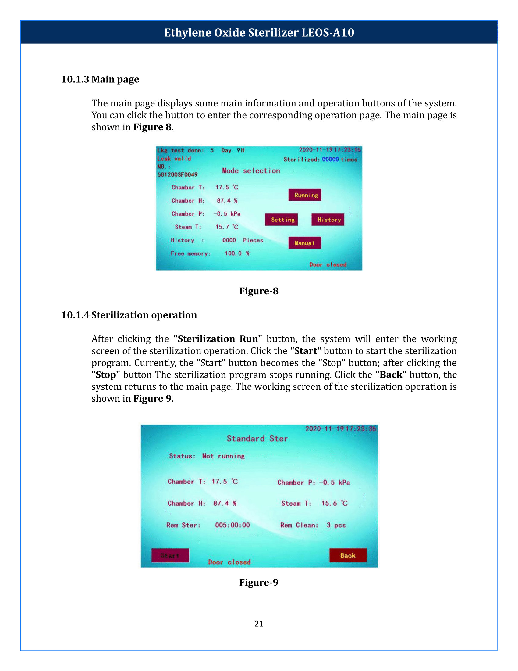 Ethylene Oxide Sterilizer LEOS-A10 Manual
