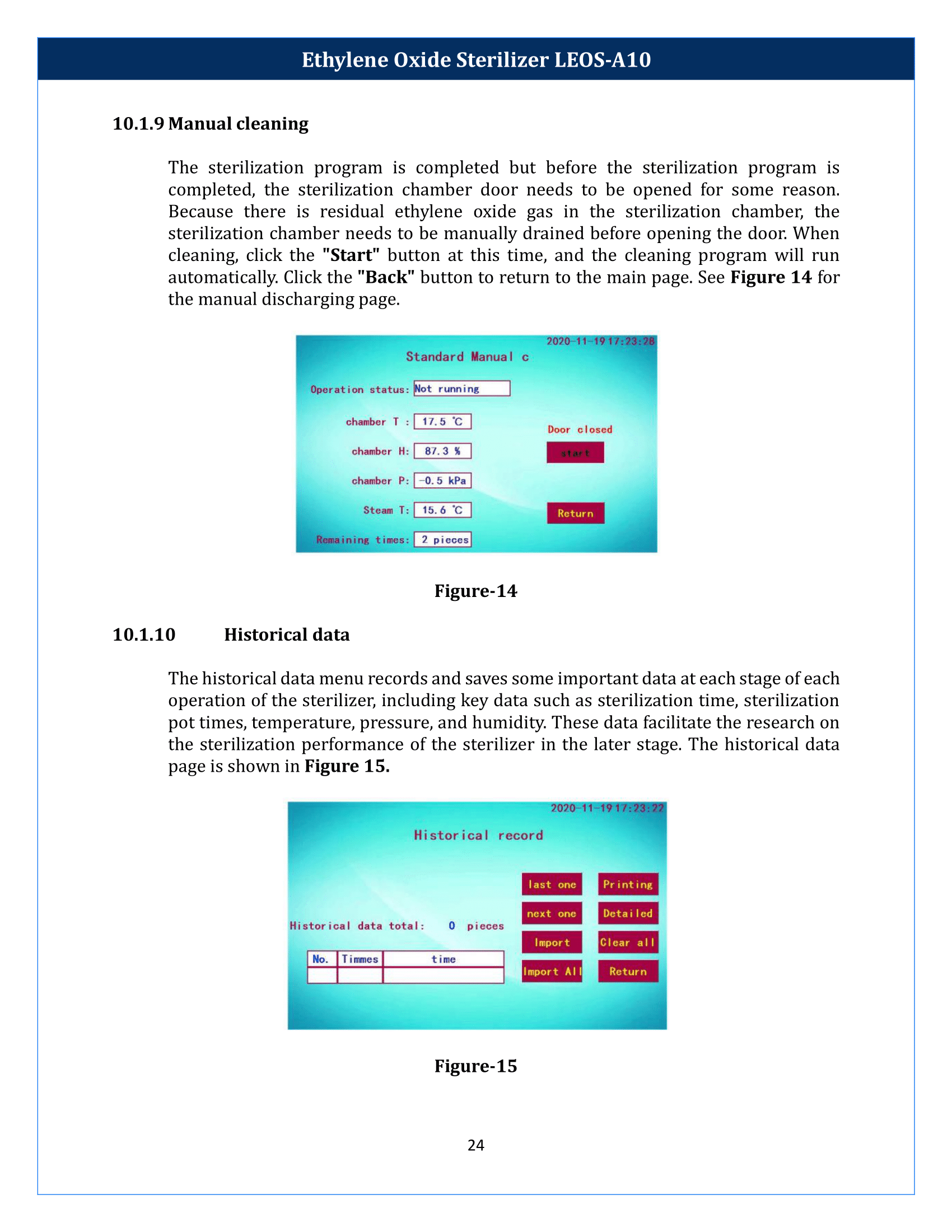 Ethylene Oxide Sterilizer LEOS-A10 Manual