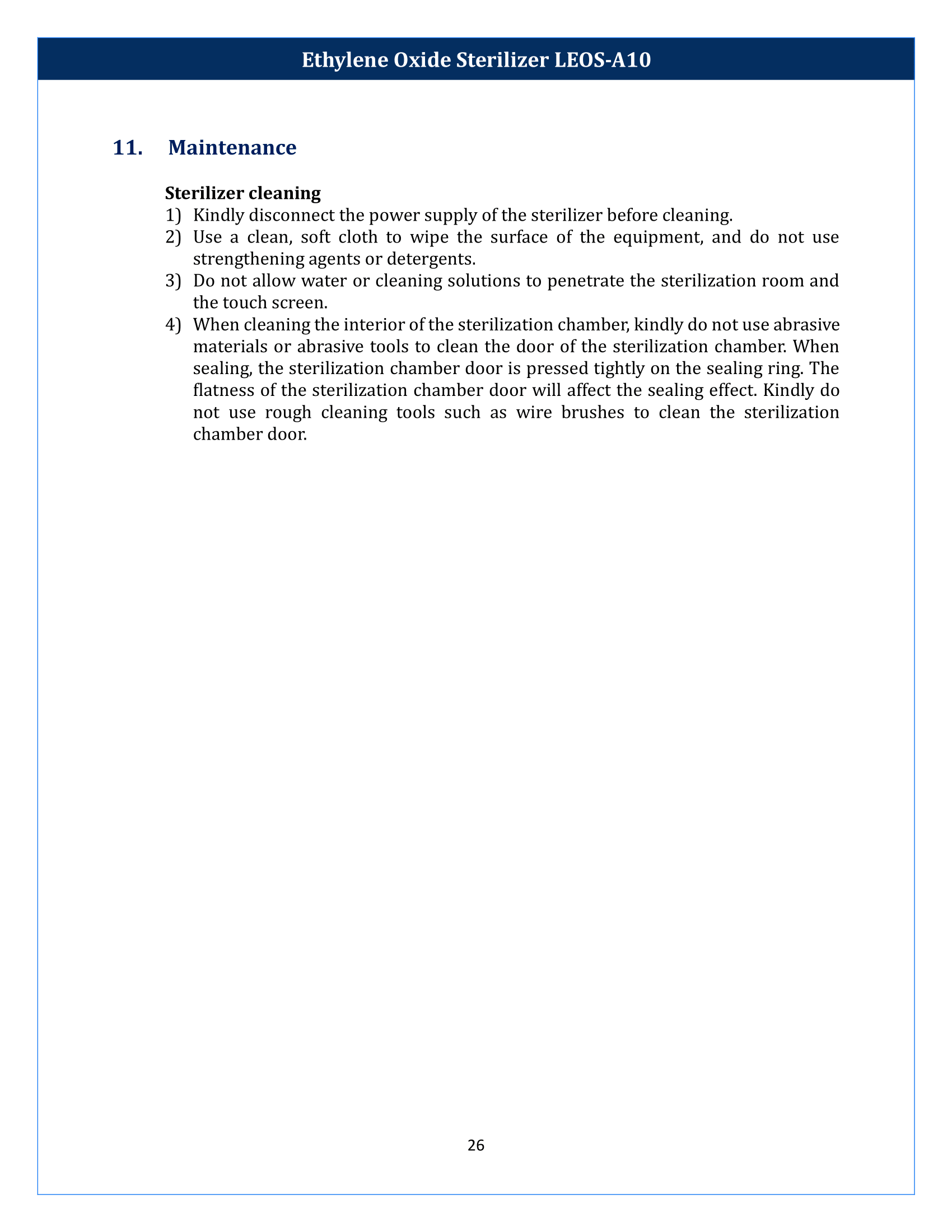 Ethylene Oxide Sterilizer LEOS-A10 Manual