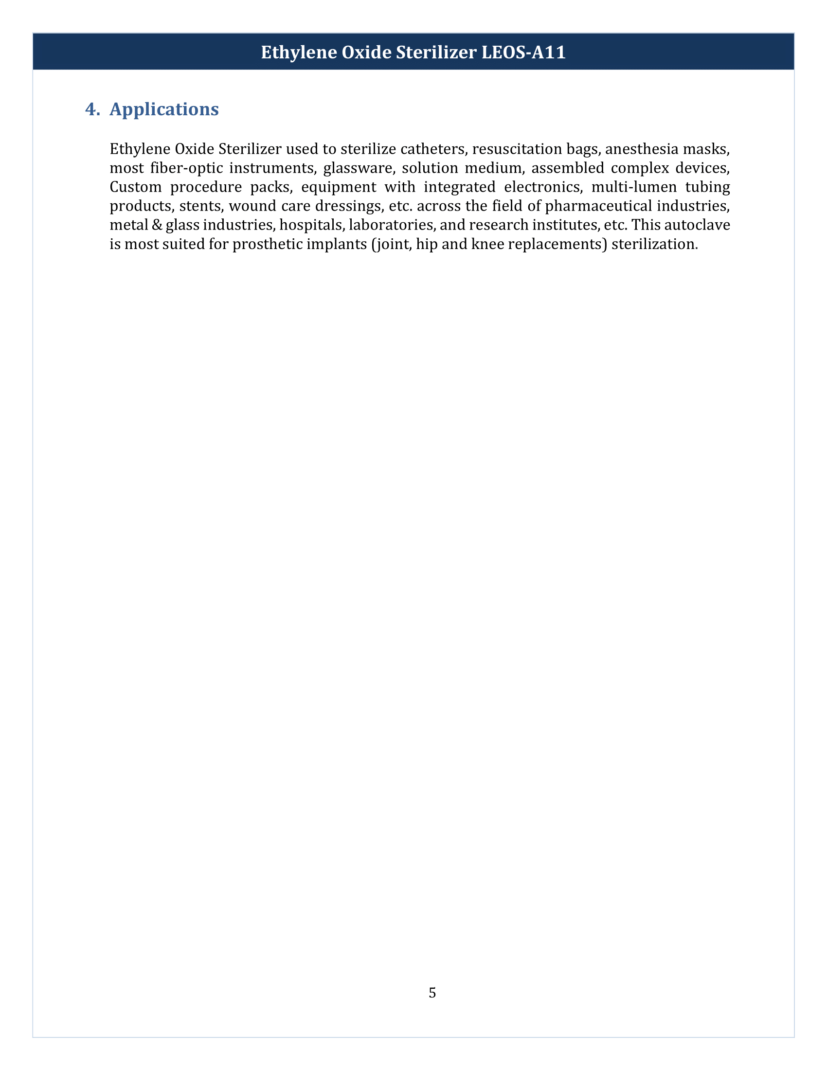 Ethylene Oxide Sterilizer LEOS-A11 Manual