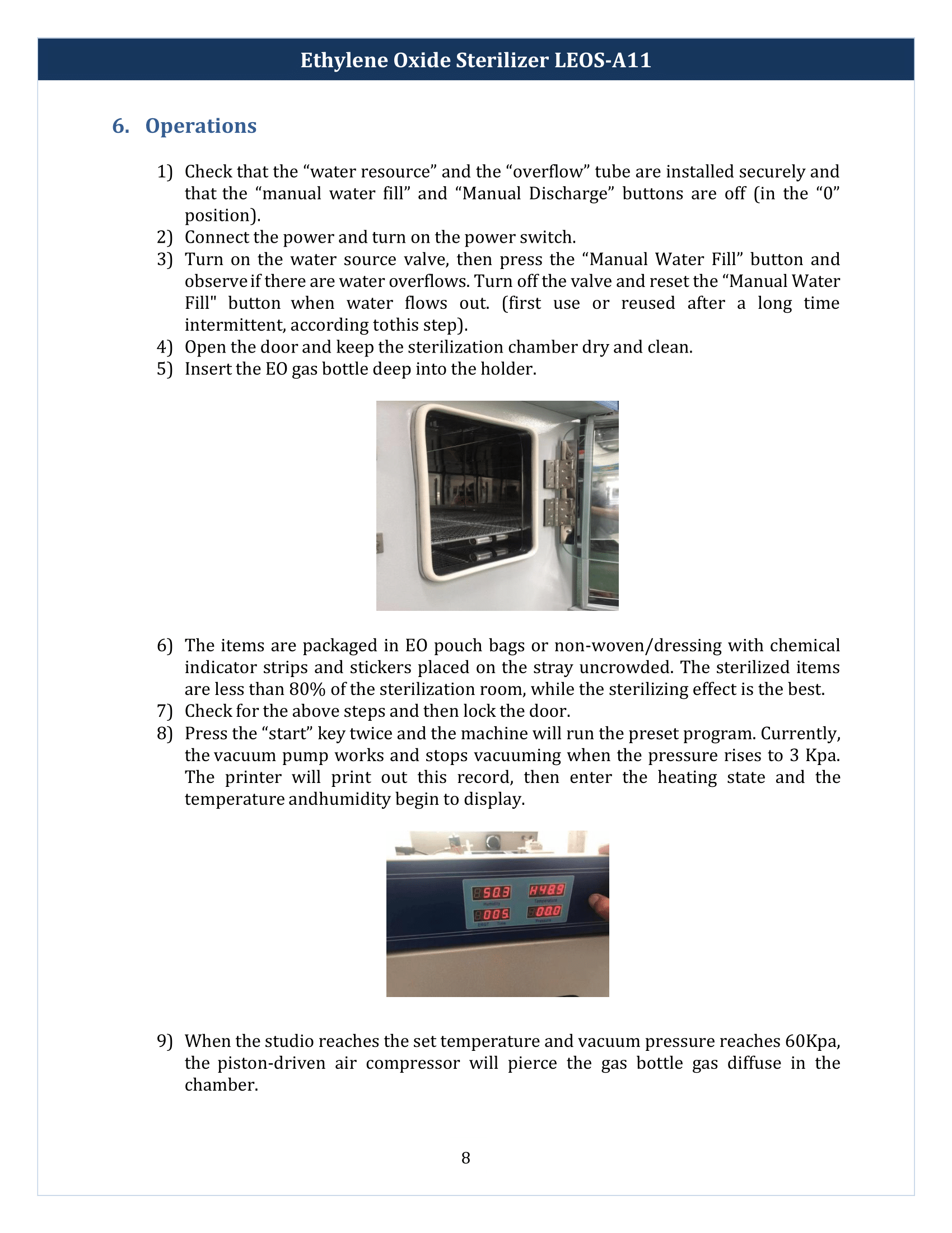 Ethylene Oxide Sterilizer LEOS-A11 Manual