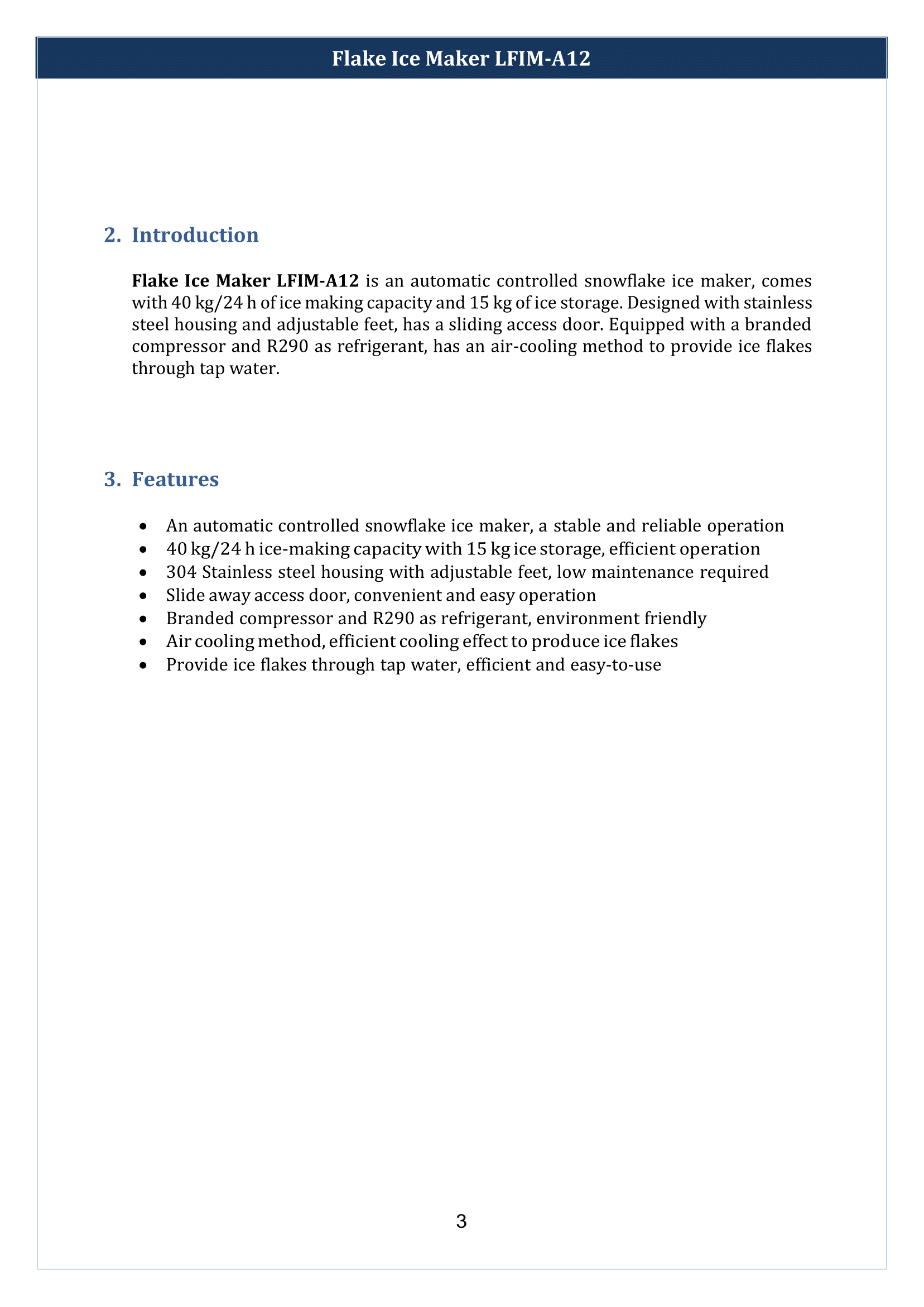 Flake Ice Maker LFIM-A12 Manual