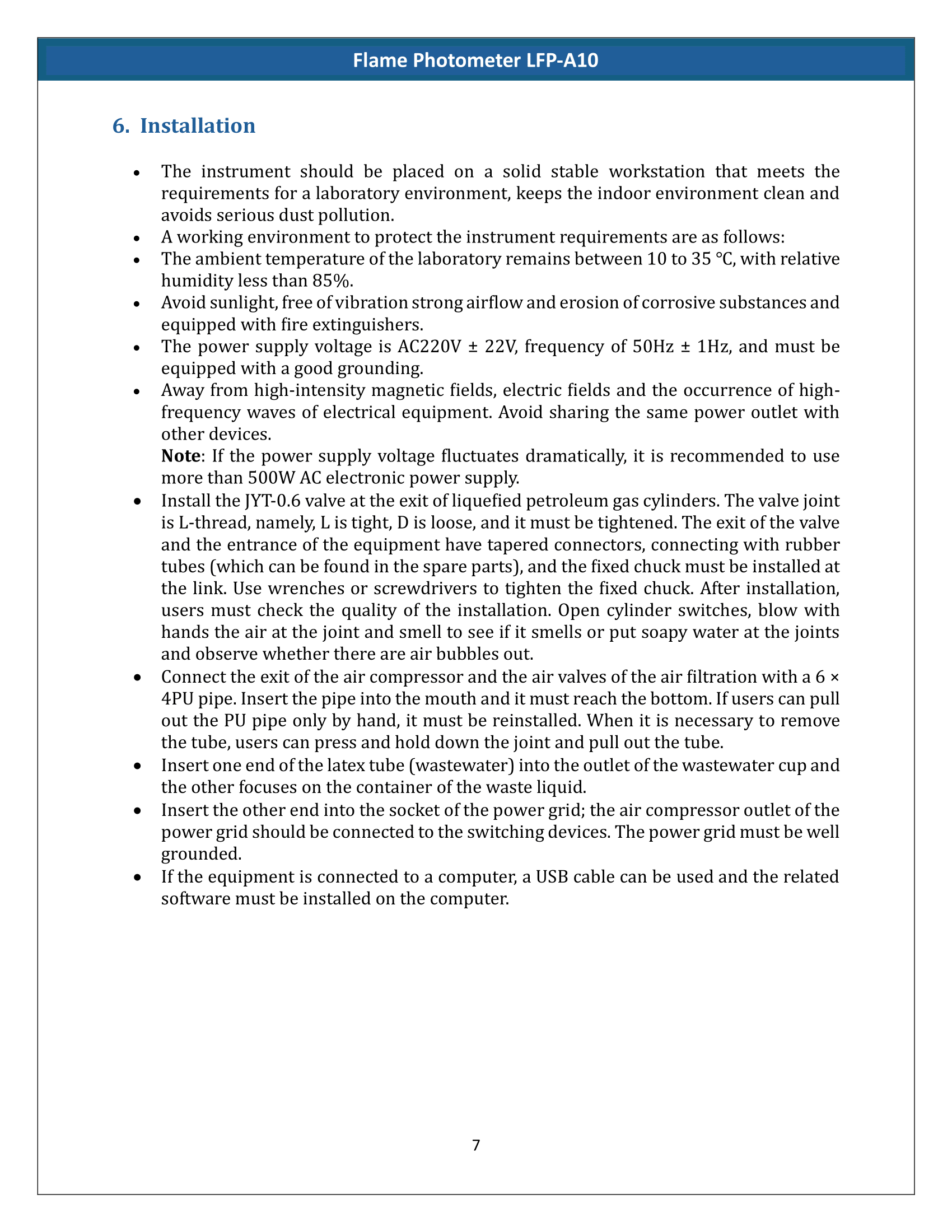 Flame Photometer LFP-A10 Manual