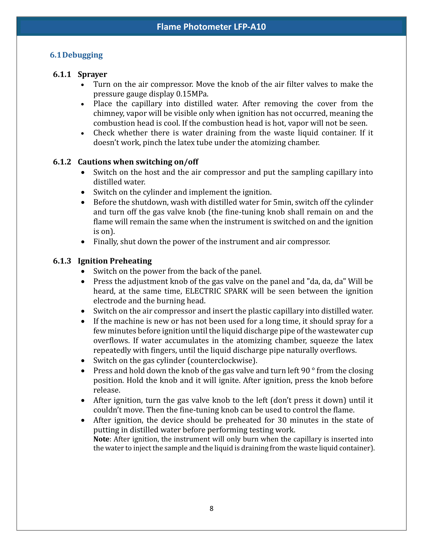 Flame Photometer LFP-A10 Manual