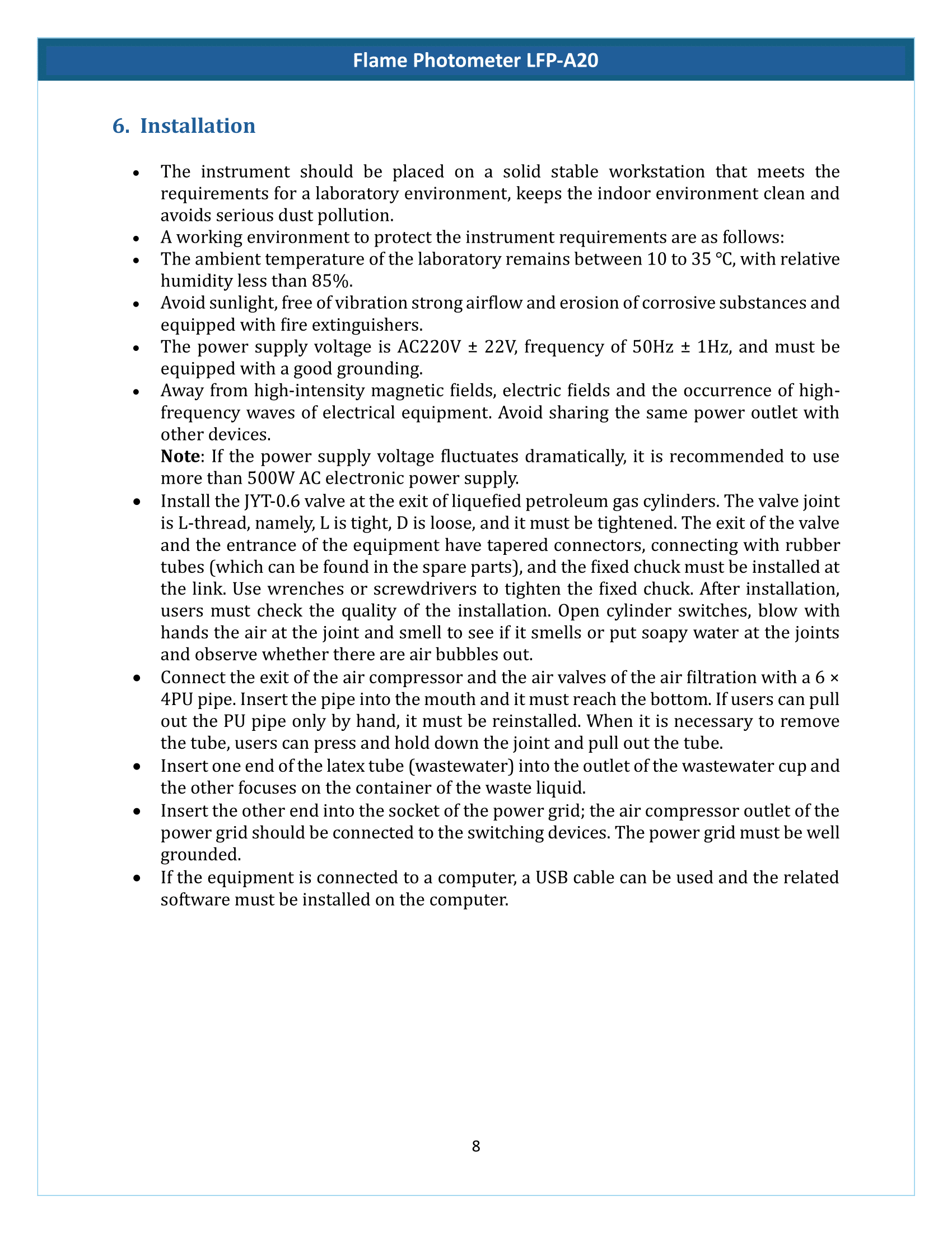 Flame Photometer LFP-A20 Manual