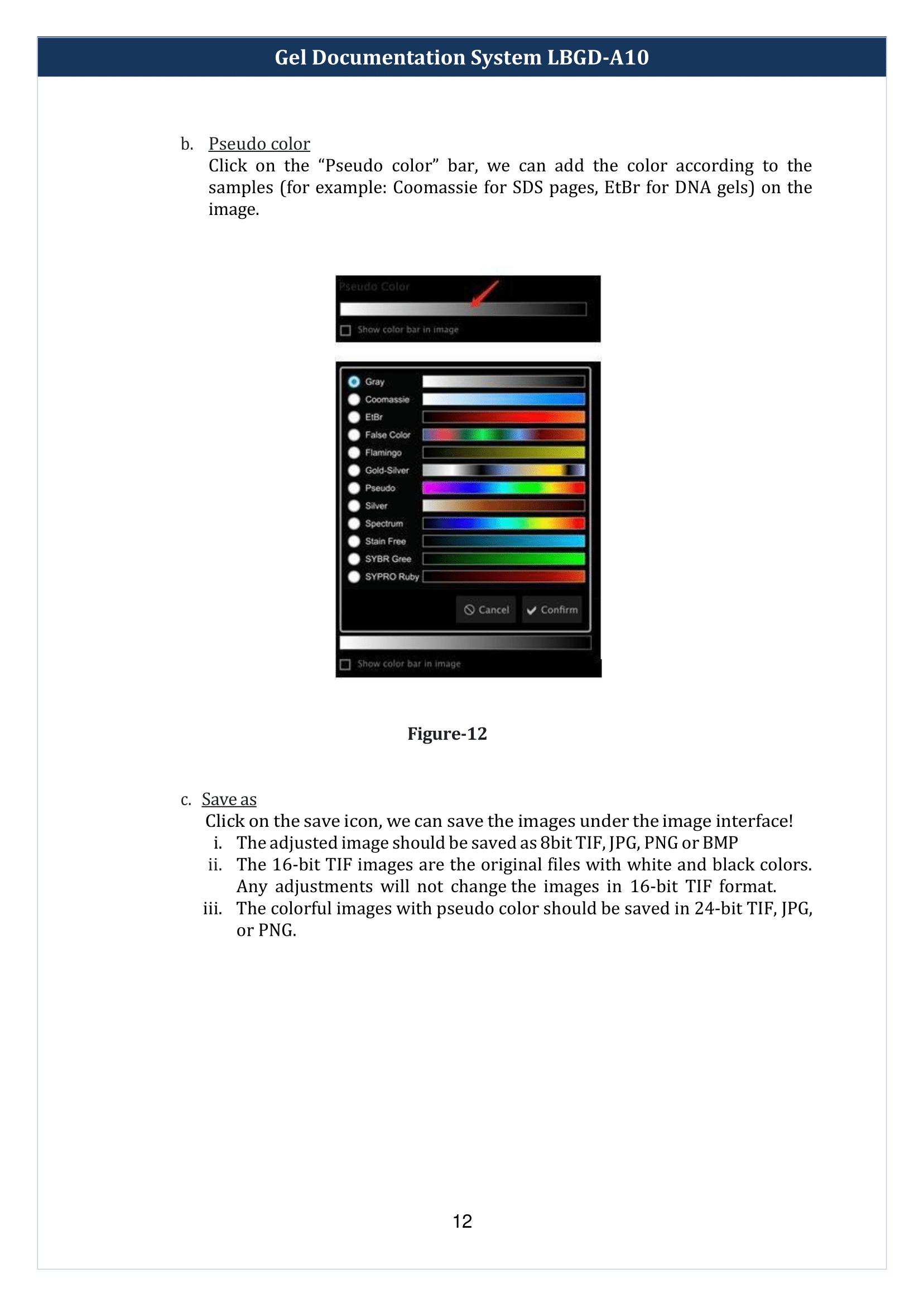 Gel Documentation System LBGD-A10 Manual