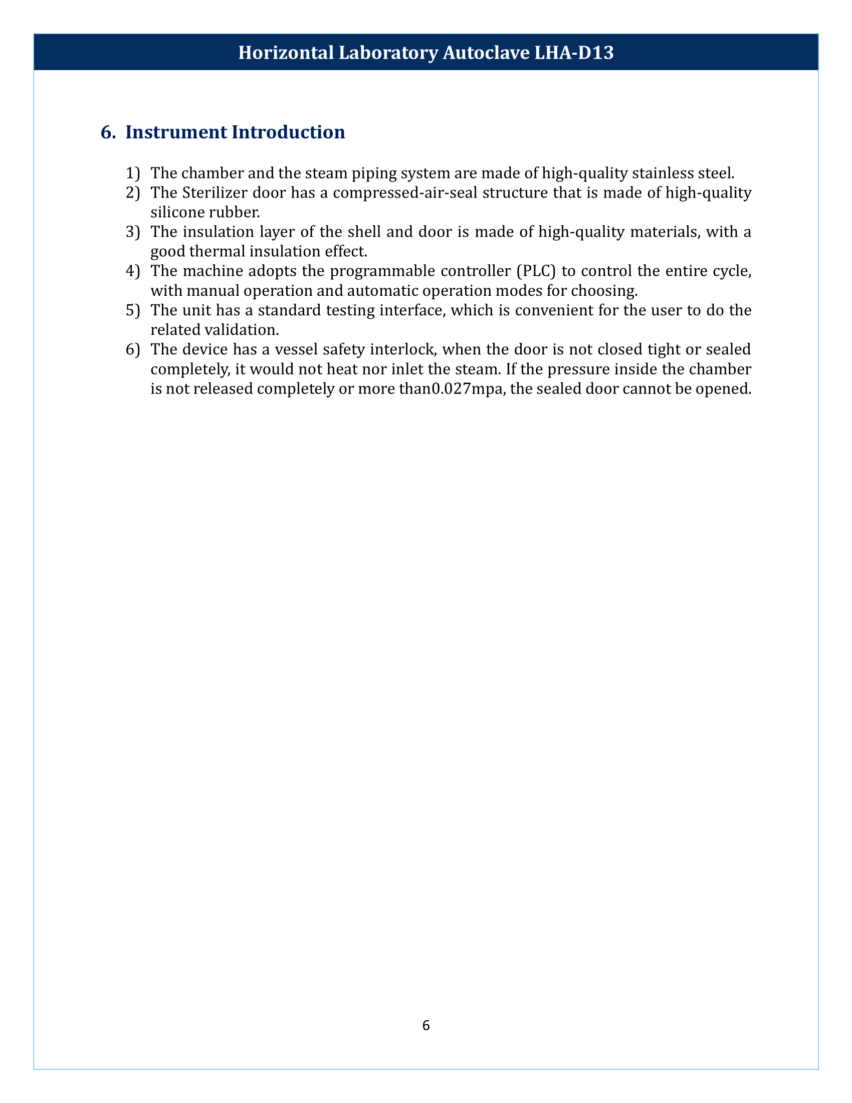 Horizontal Laboratory Autoclave LHA-D13 Manual