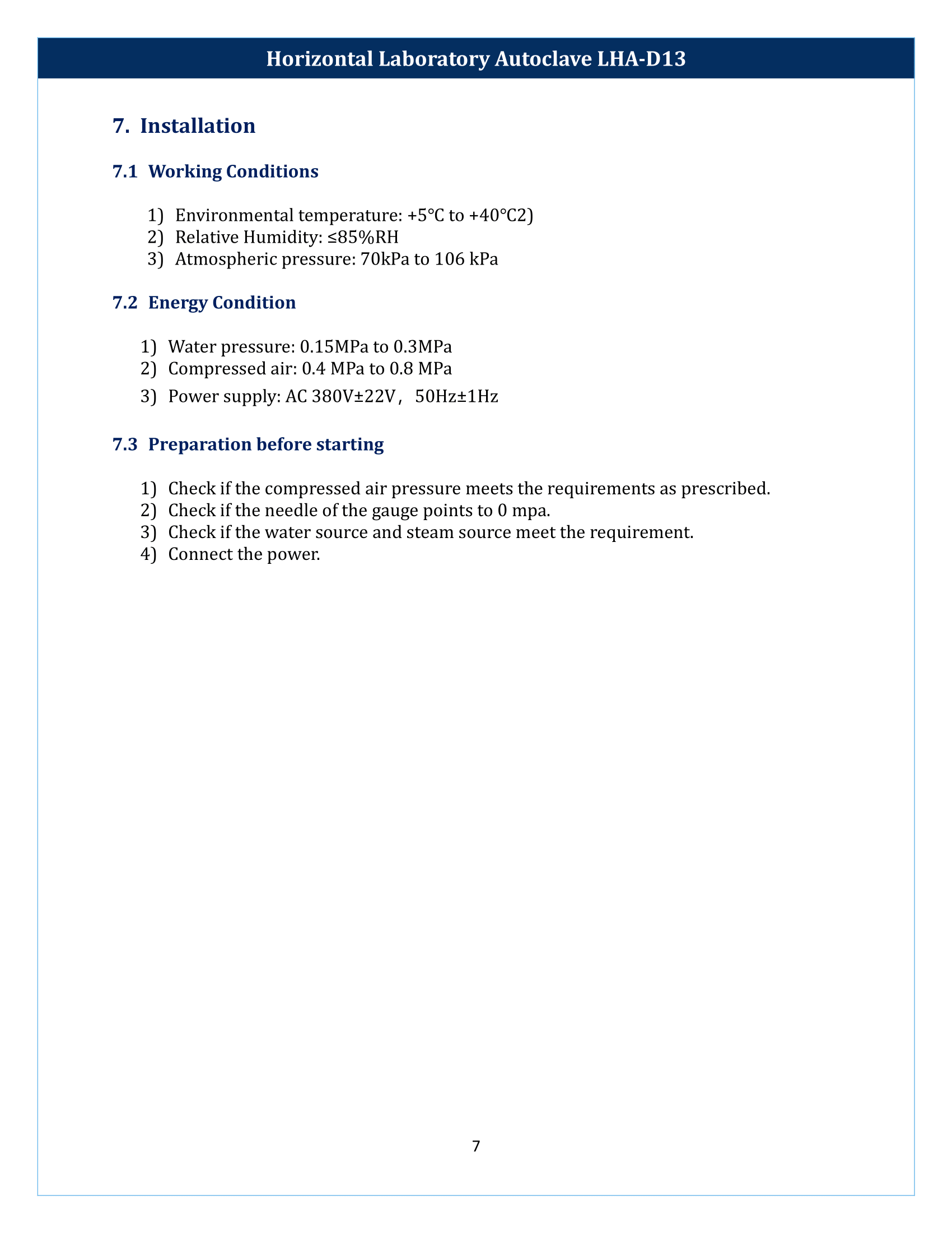 Horizontal Laboratory Autoclave LHA-D13 Manual