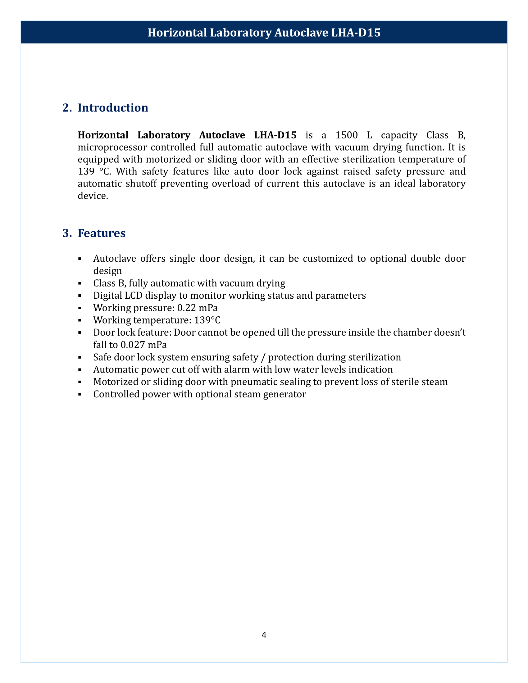 Horizontal Laboratory Autoclave LHA-D15 Manual