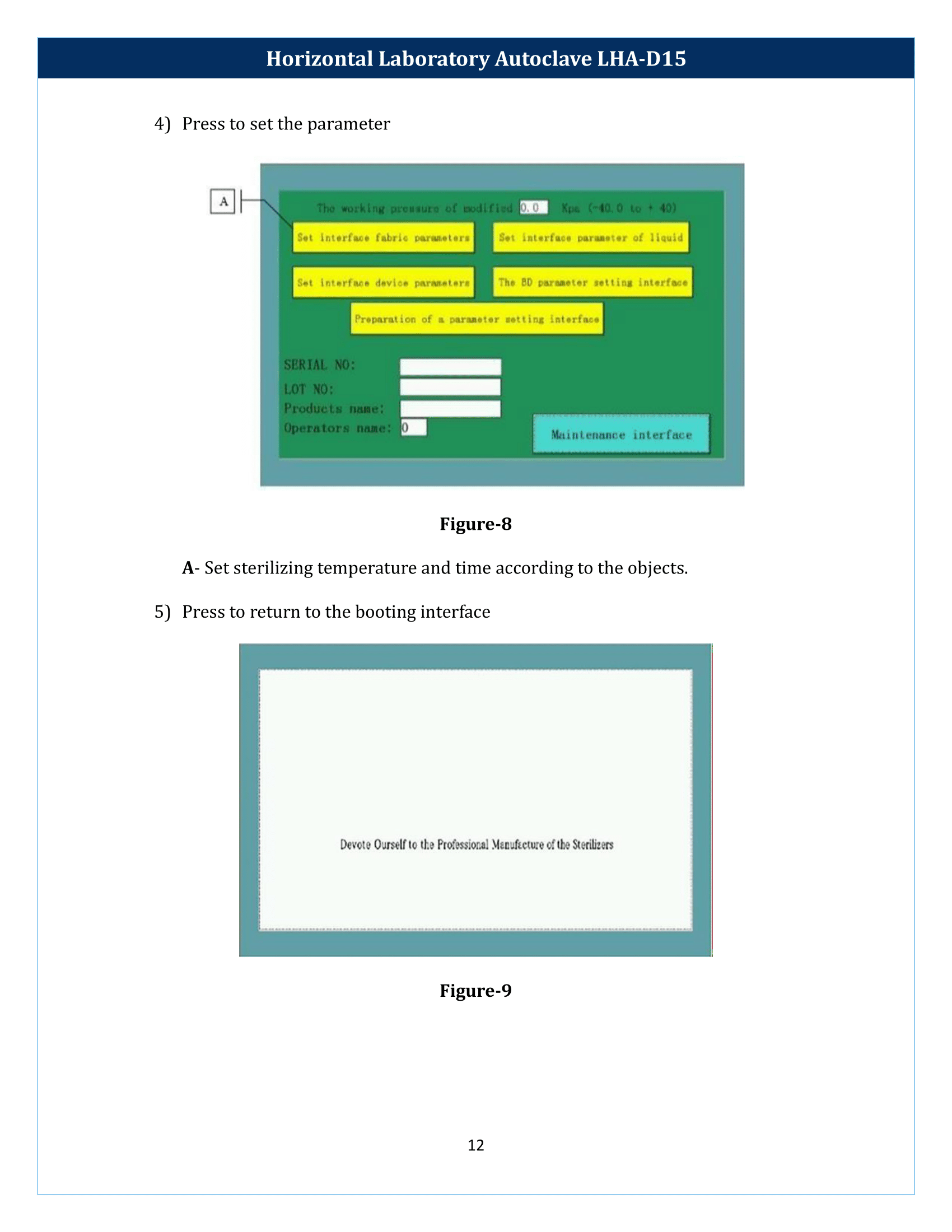 Horizontal Laboratory Autoclave LHA-D15 Manual