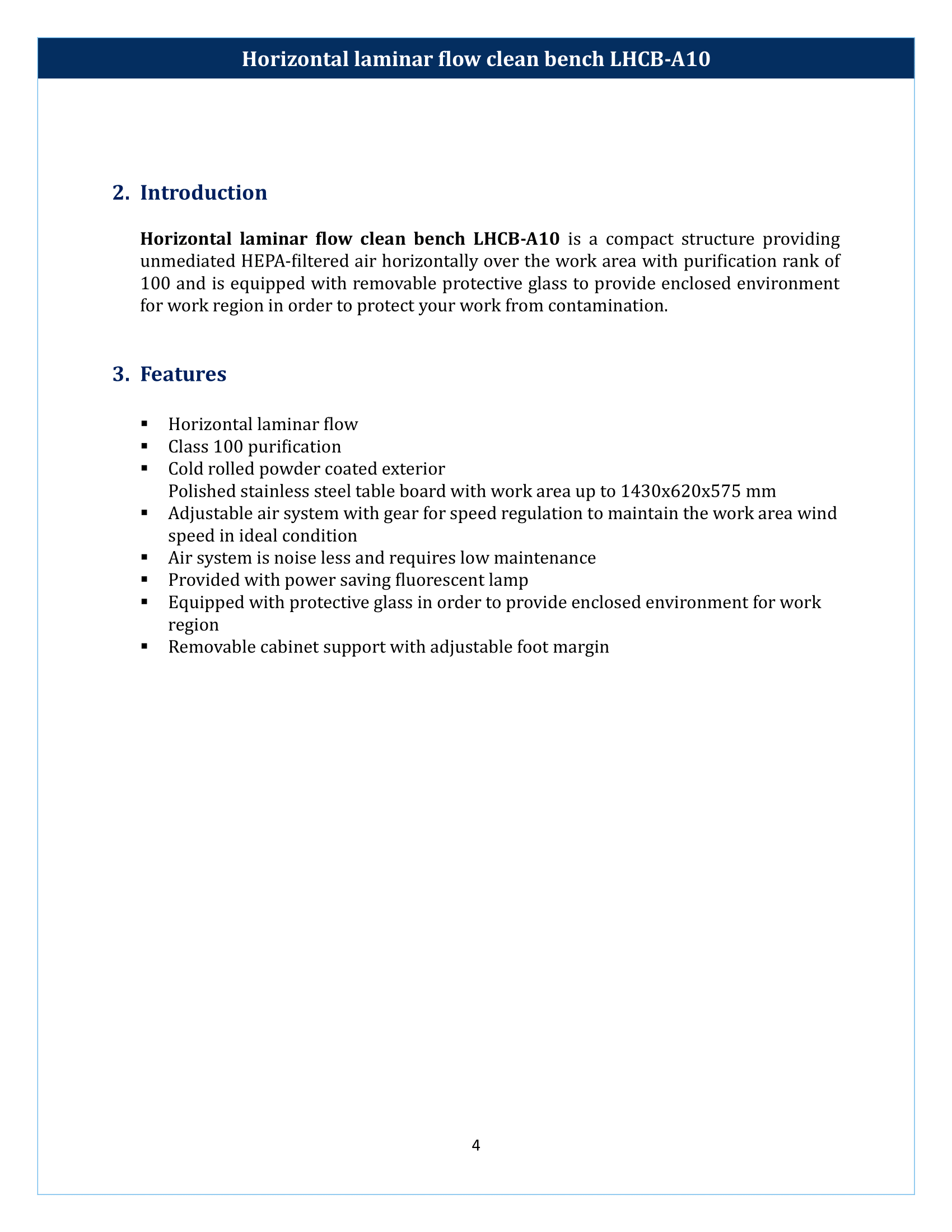 Horizontal laminar flow clean bench LHCB-A10 Manual