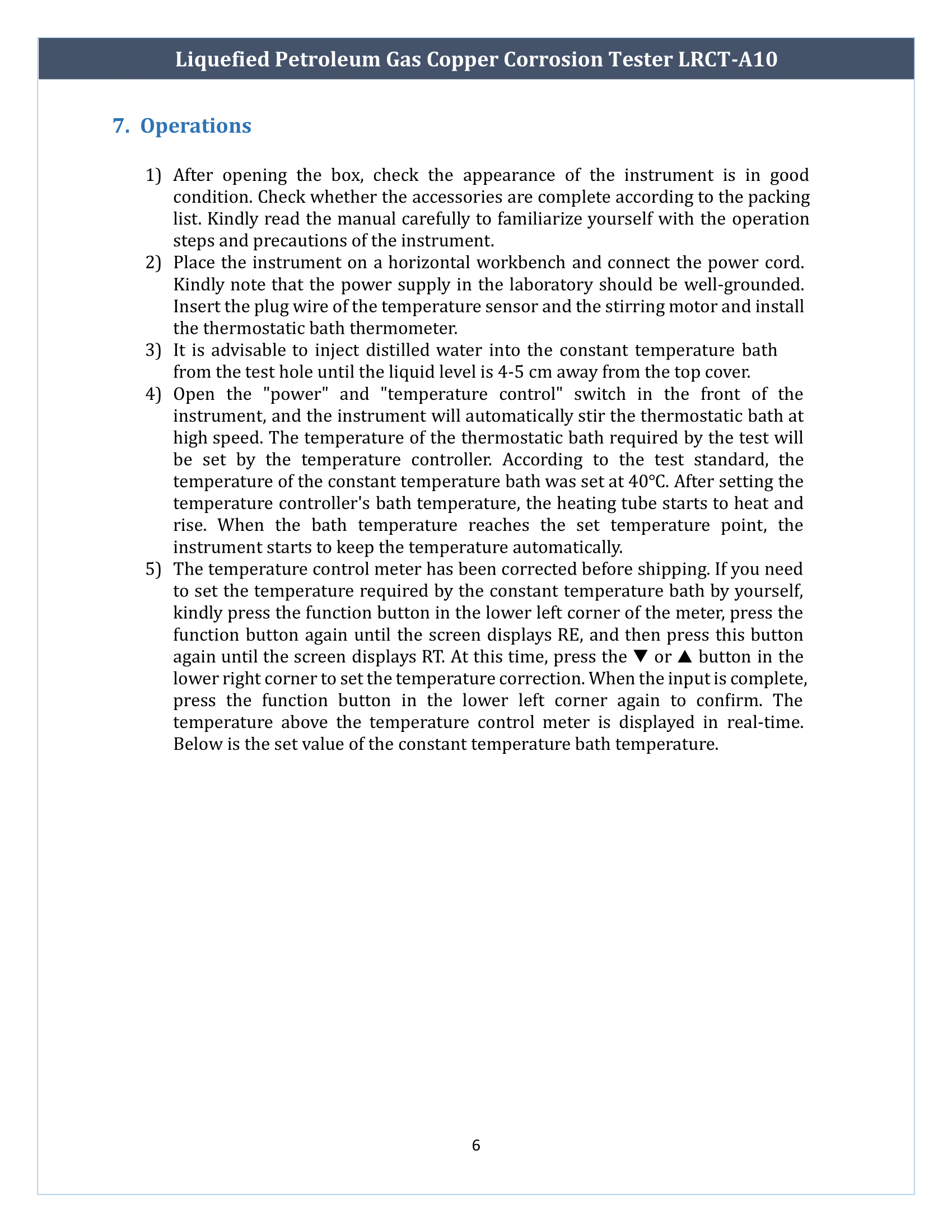Liquefied Petroleum Gas Copper Corrosion Tester LRCT-A10 Manual