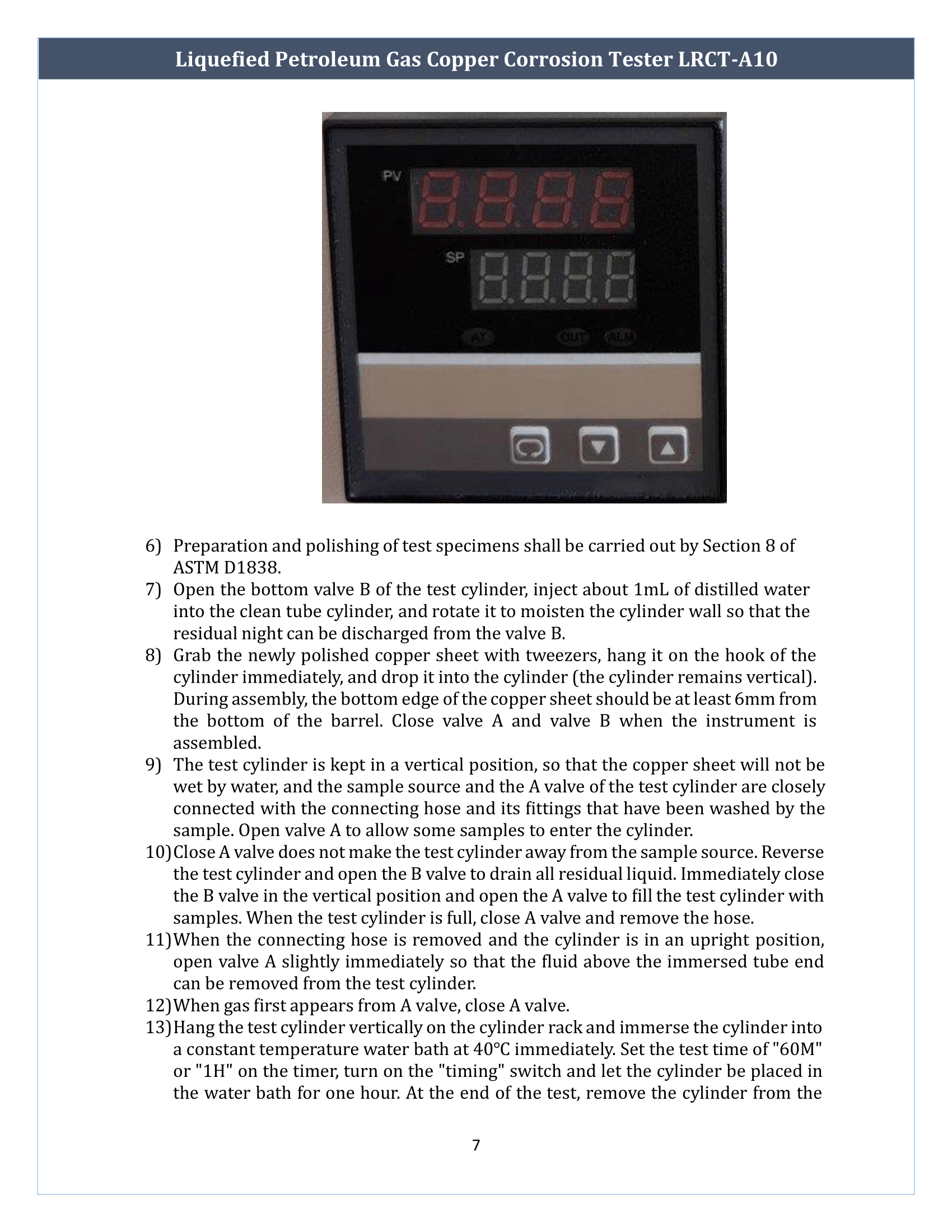 Liquefied Petroleum Gas Copper Corrosion Tester LRCT-A10 Manual