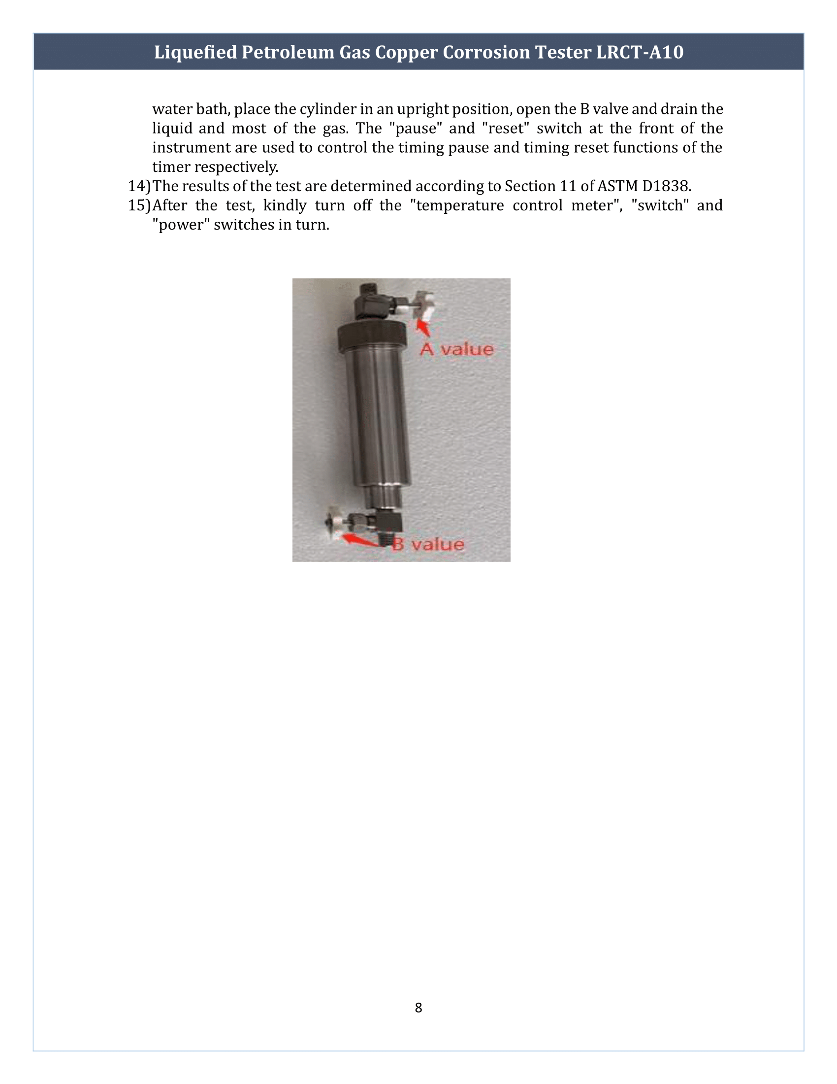 Liquefied Petroleum Gas Copper Corrosion Tester LRCT-A10 Manual