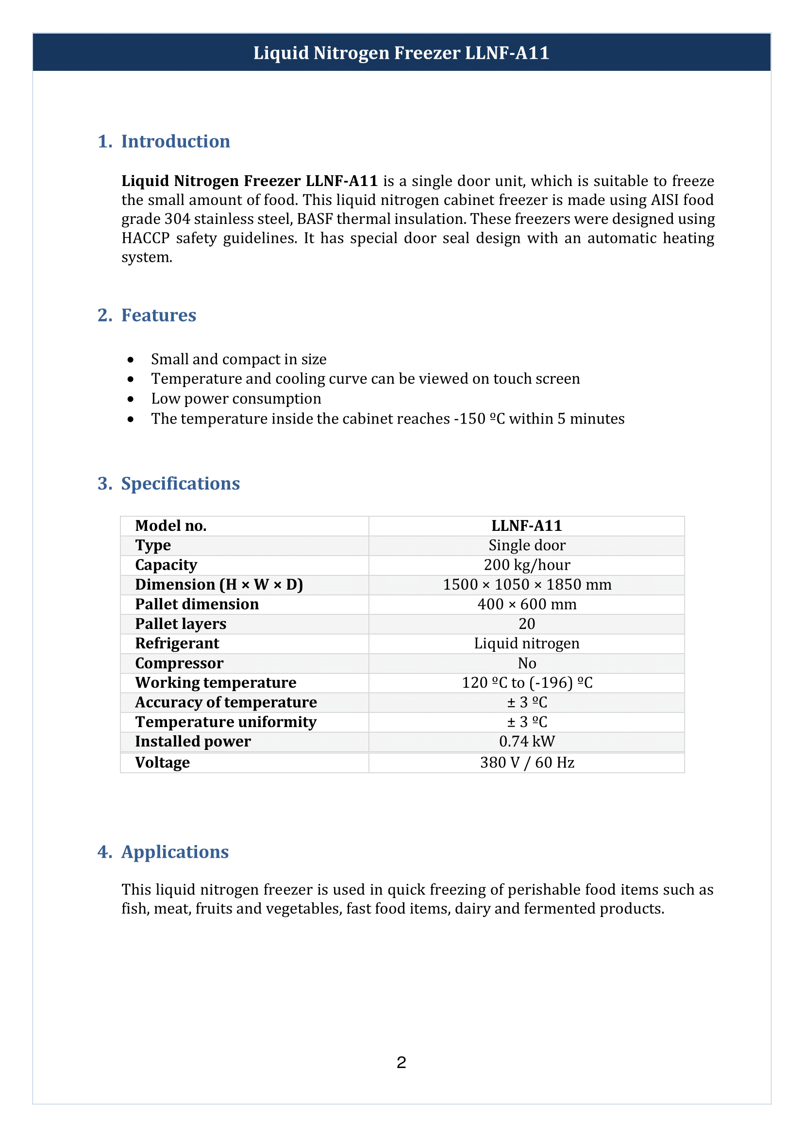Liquid Nitrogen Freezer LLNF-A11 Manual