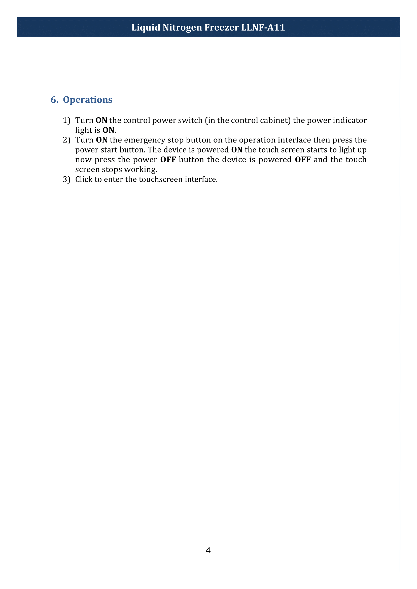 Liquid Nitrogen Freezer LLNF-A11 Manual