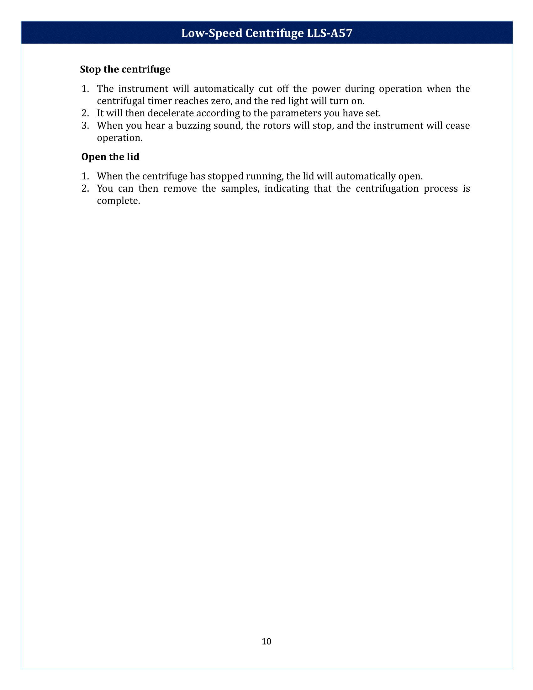 Low-Speed Centrifuge LLS-A57 Manual