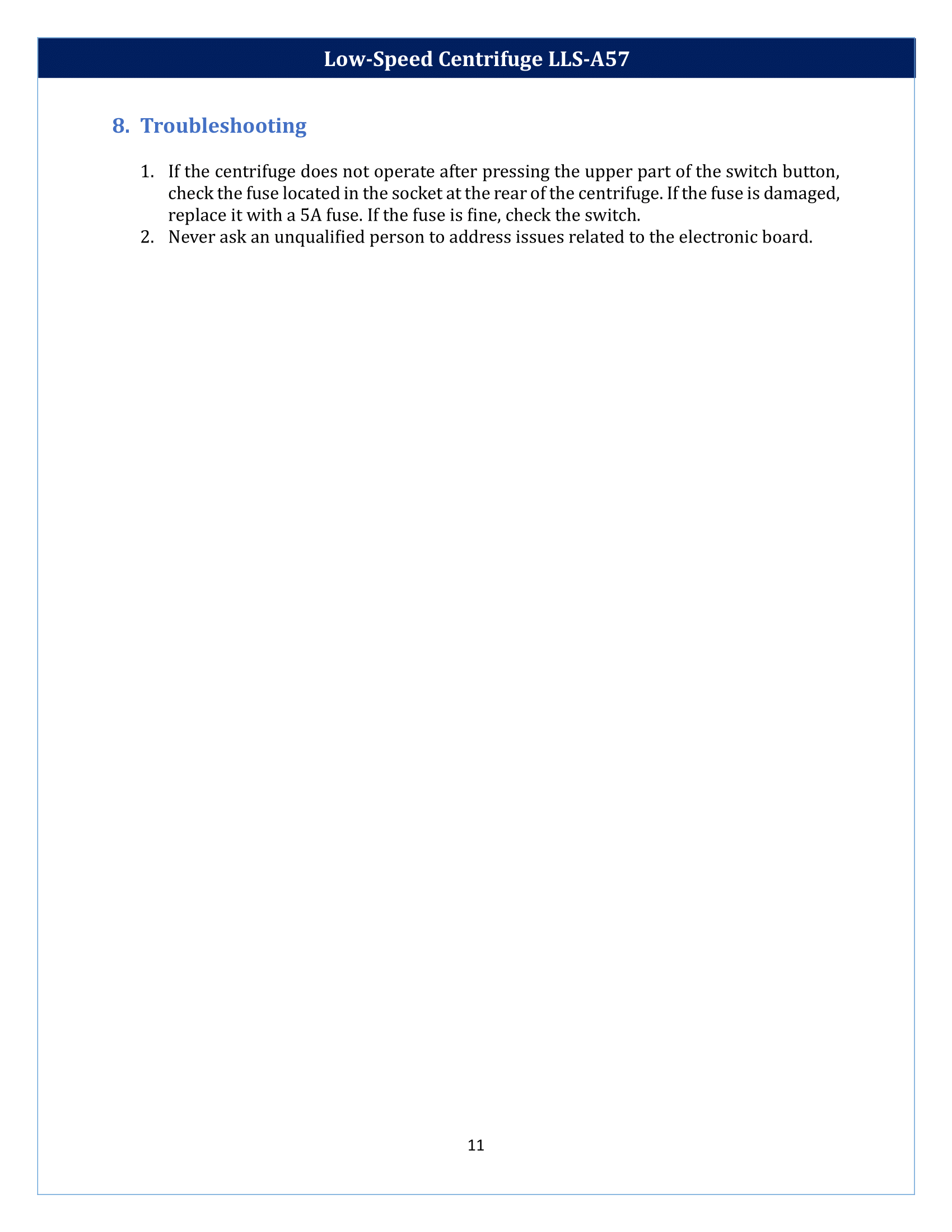 Low-Speed Centrifuge LLS-A57 Manual