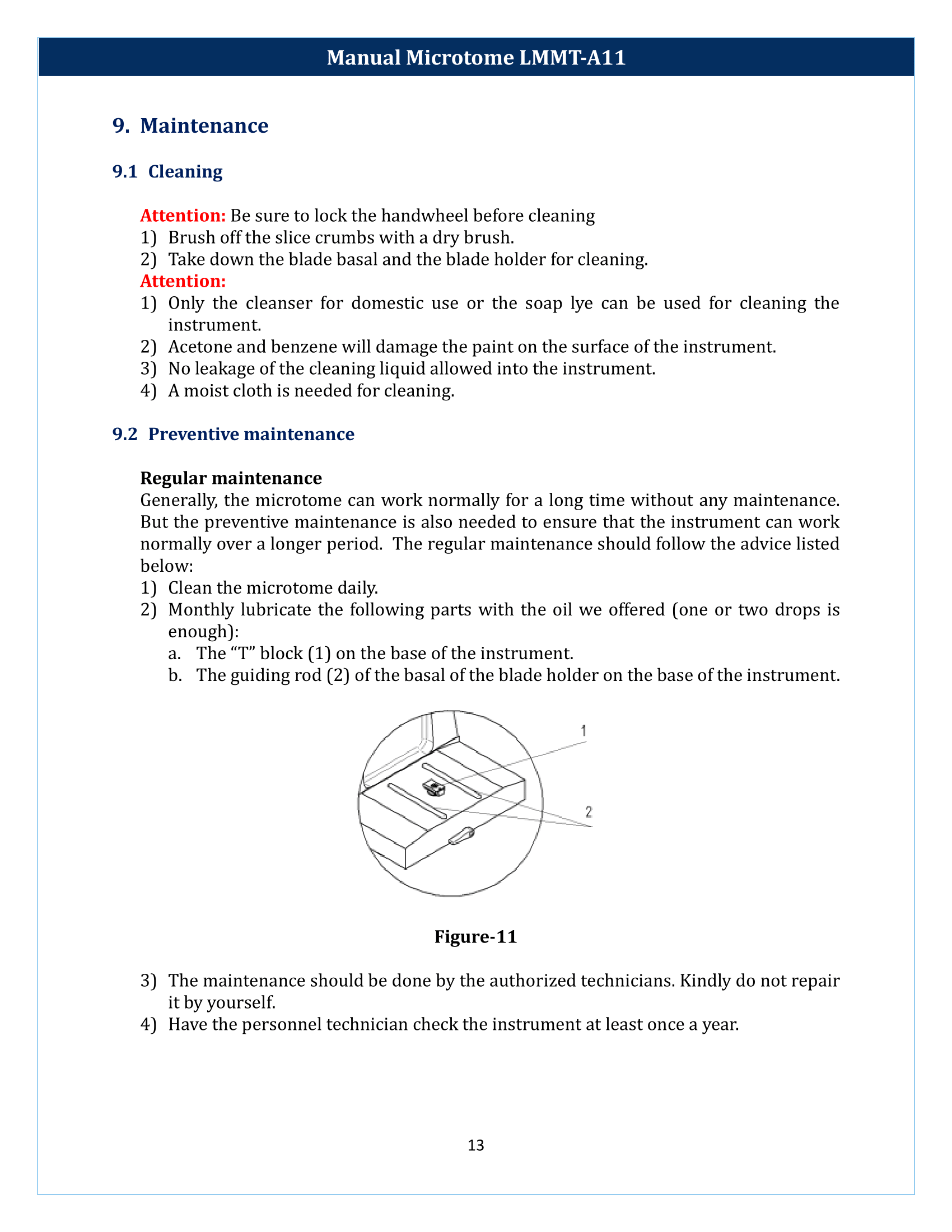 Manual Microtome LMMT-A11 Manual