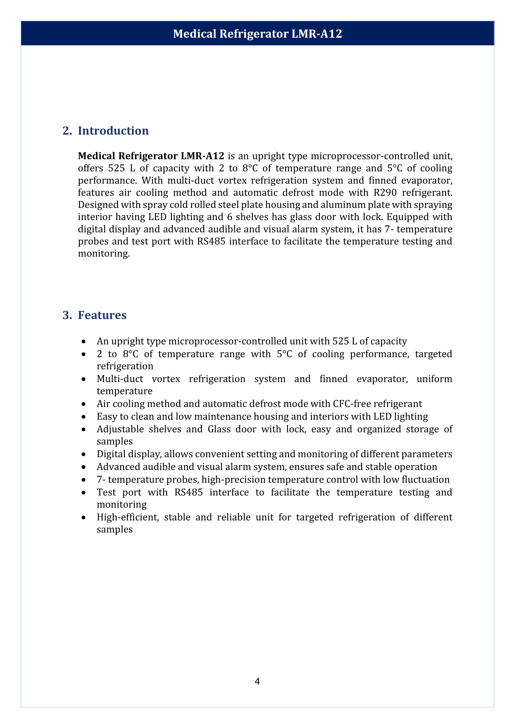 Medical Refrigerator LMR-A12 Manual