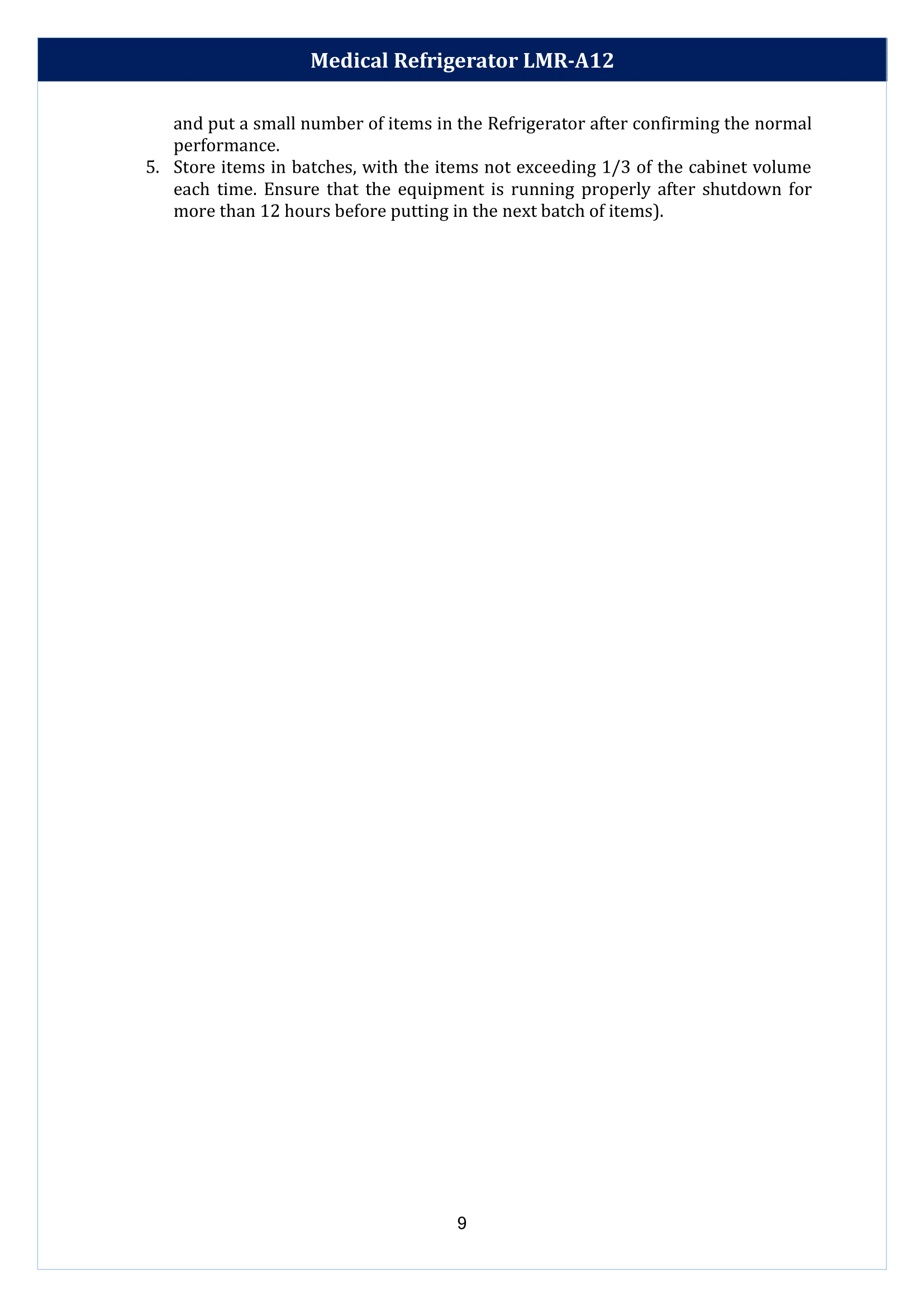 Medical Refrigerator LMR-A12 Manual