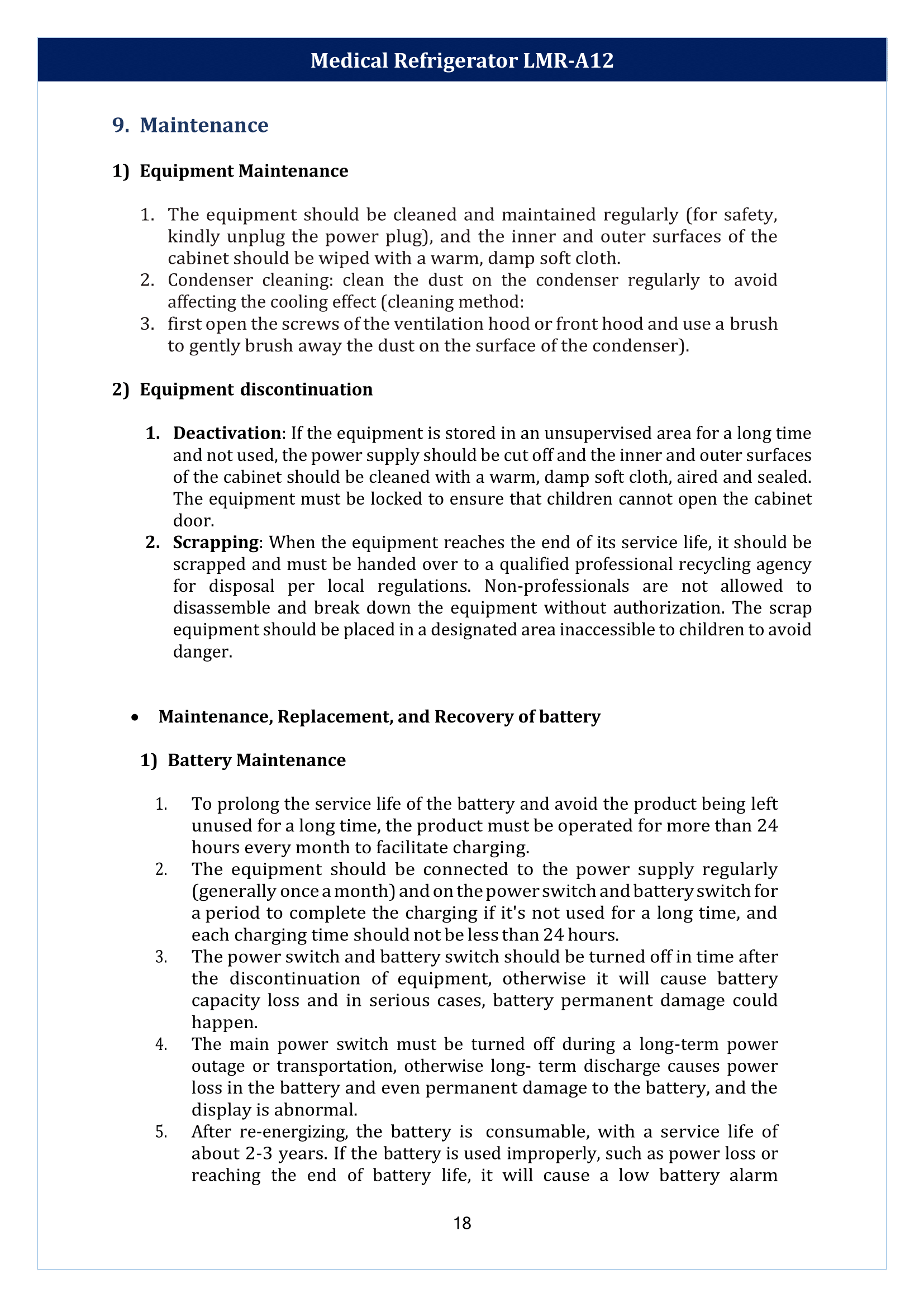 Medical Refrigerator LMR-A12 Manual