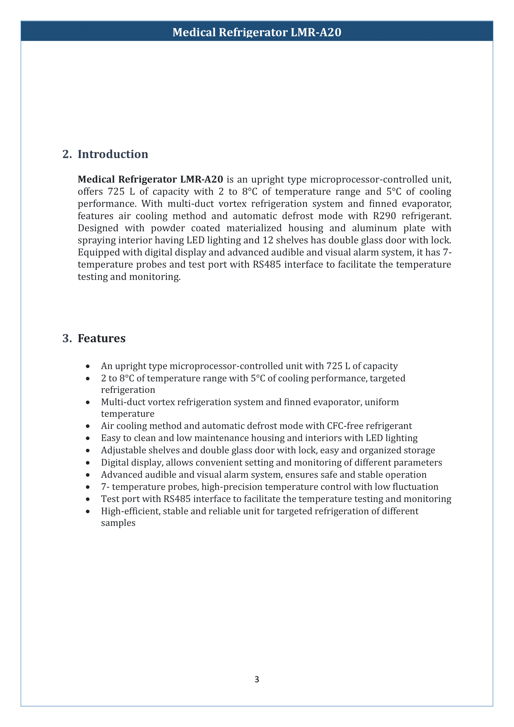 Medical Refrigerator LMR-A20 Manual