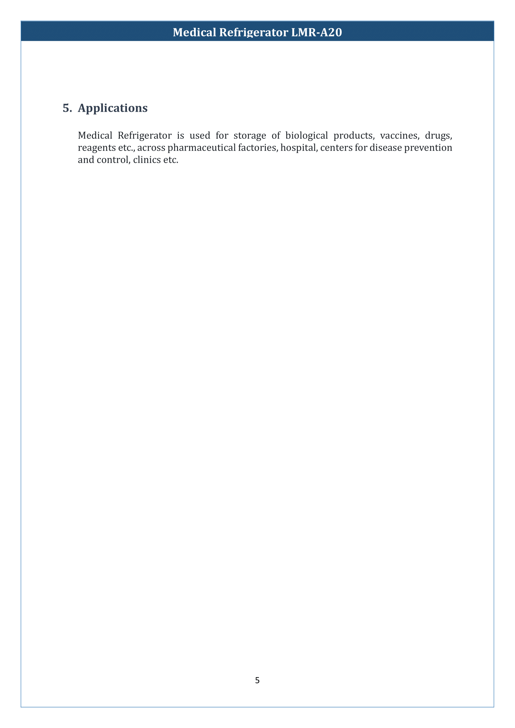 Medical Refrigerator LMR-A20 Manual