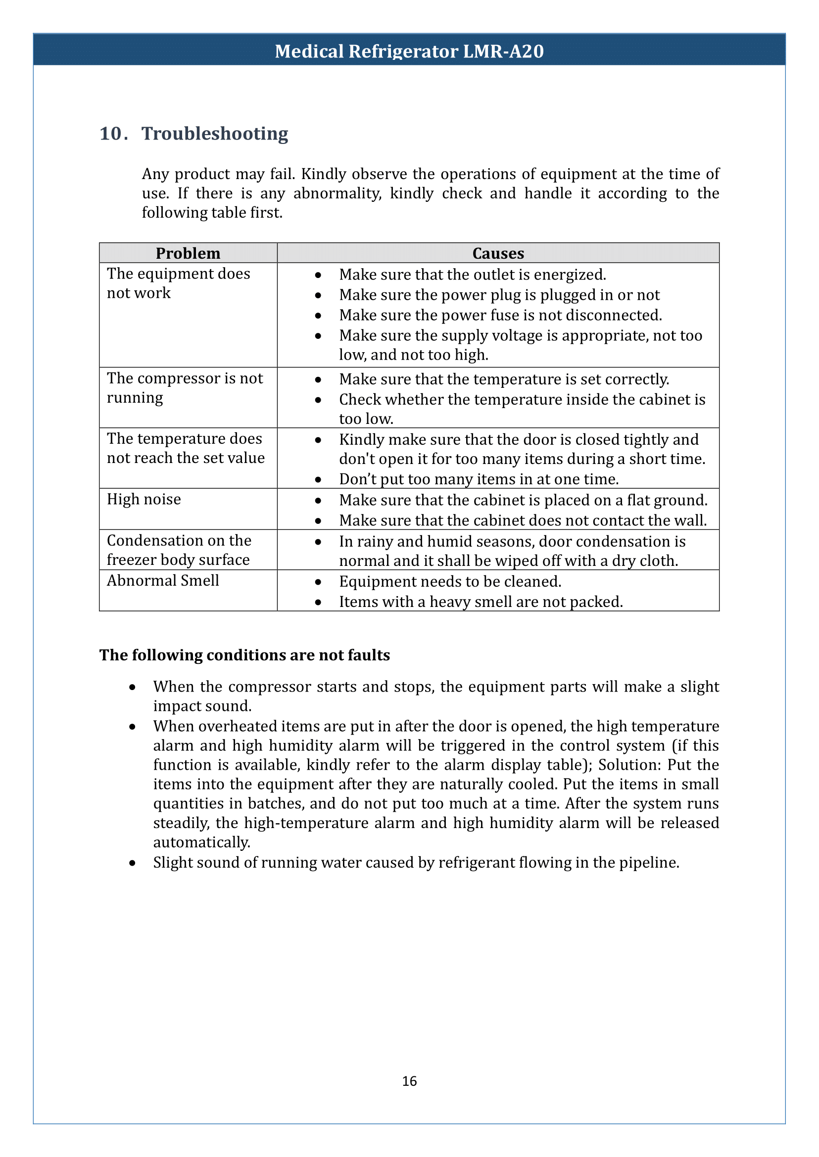 Medical Refrigerator LMR-A20 Manual