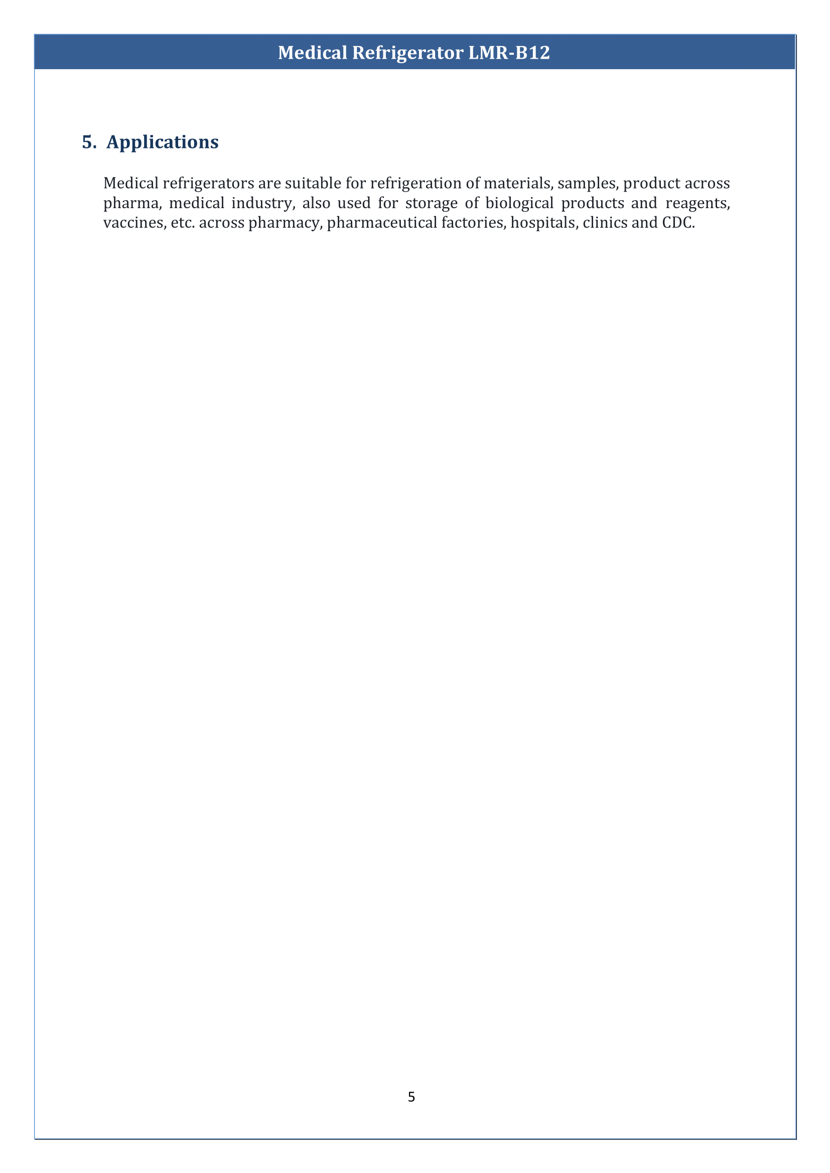 Medical Refrigerator LMR-B12 Manual