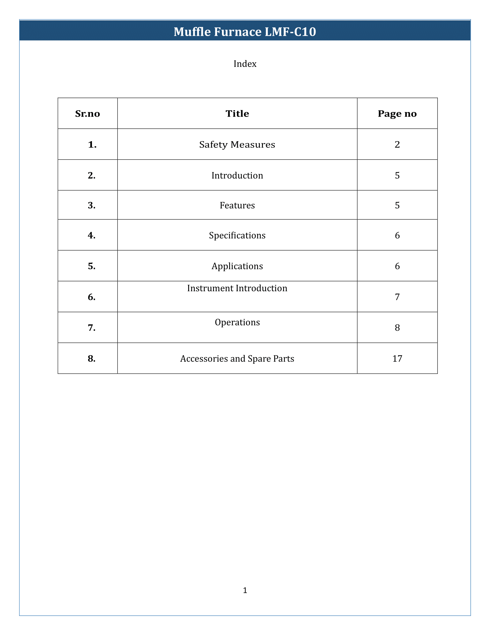 Muffle Furnace LMF-C10 Manual
