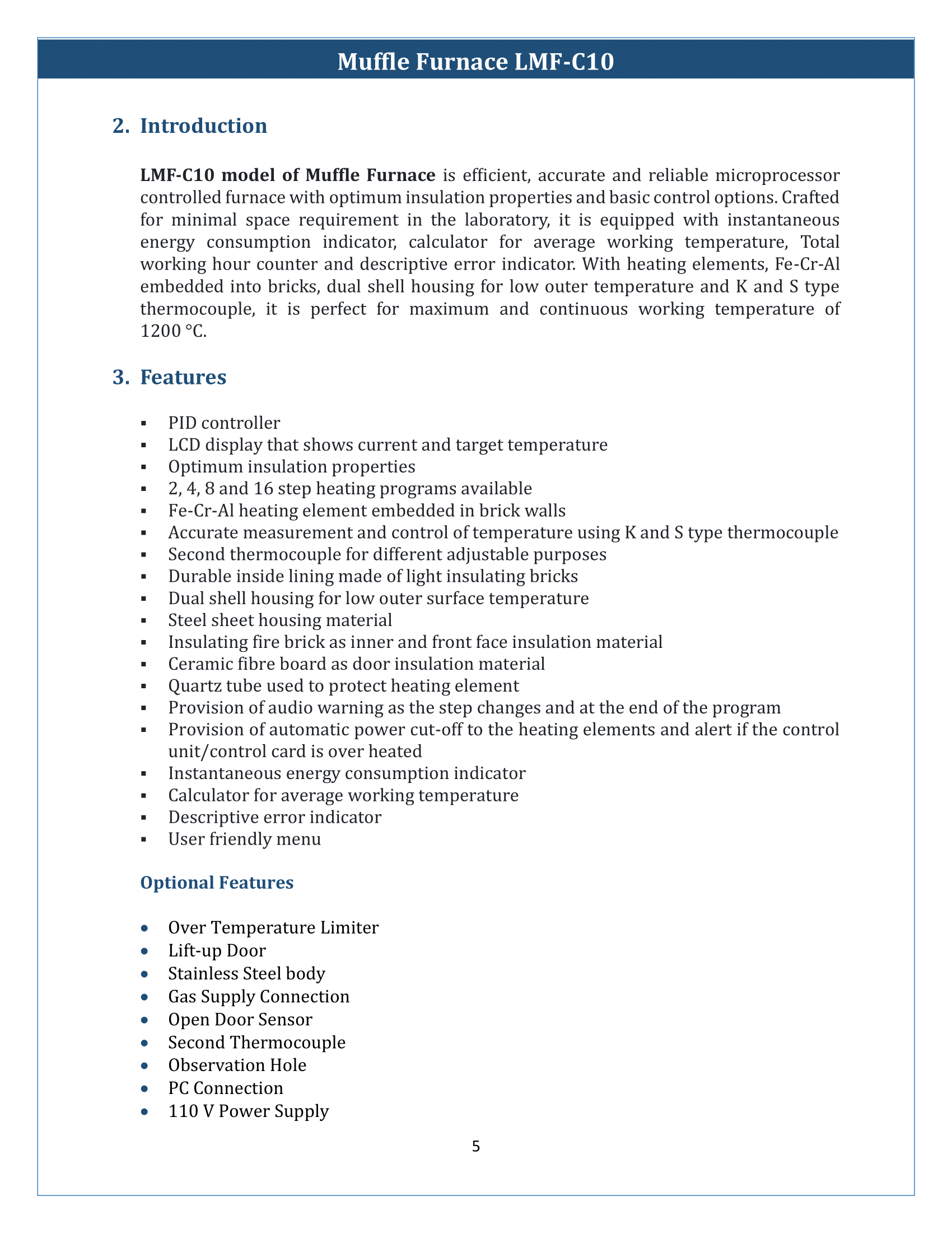 Muffle Furnace LMF-C10 Manual
