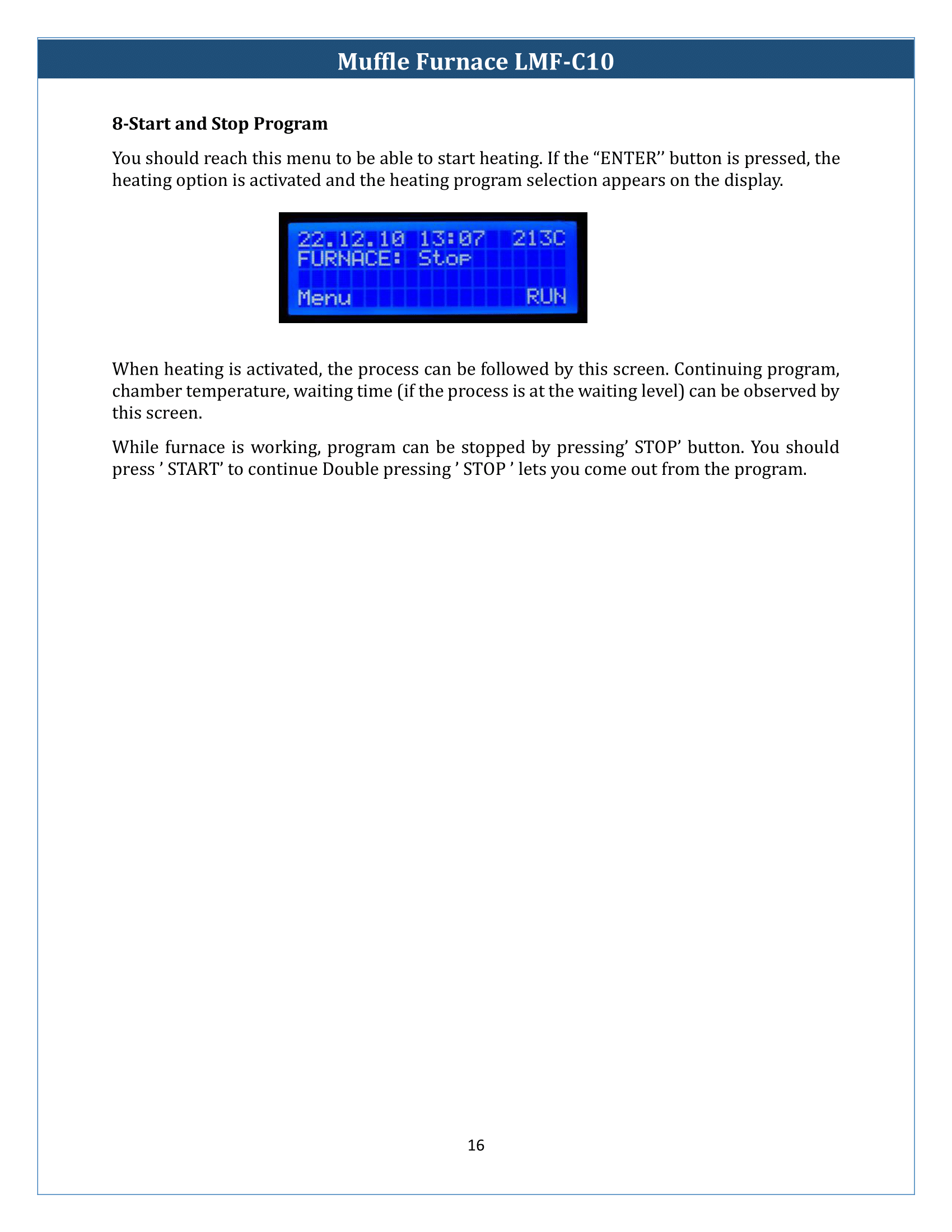 Muffle Furnace LMF-C10 Manual