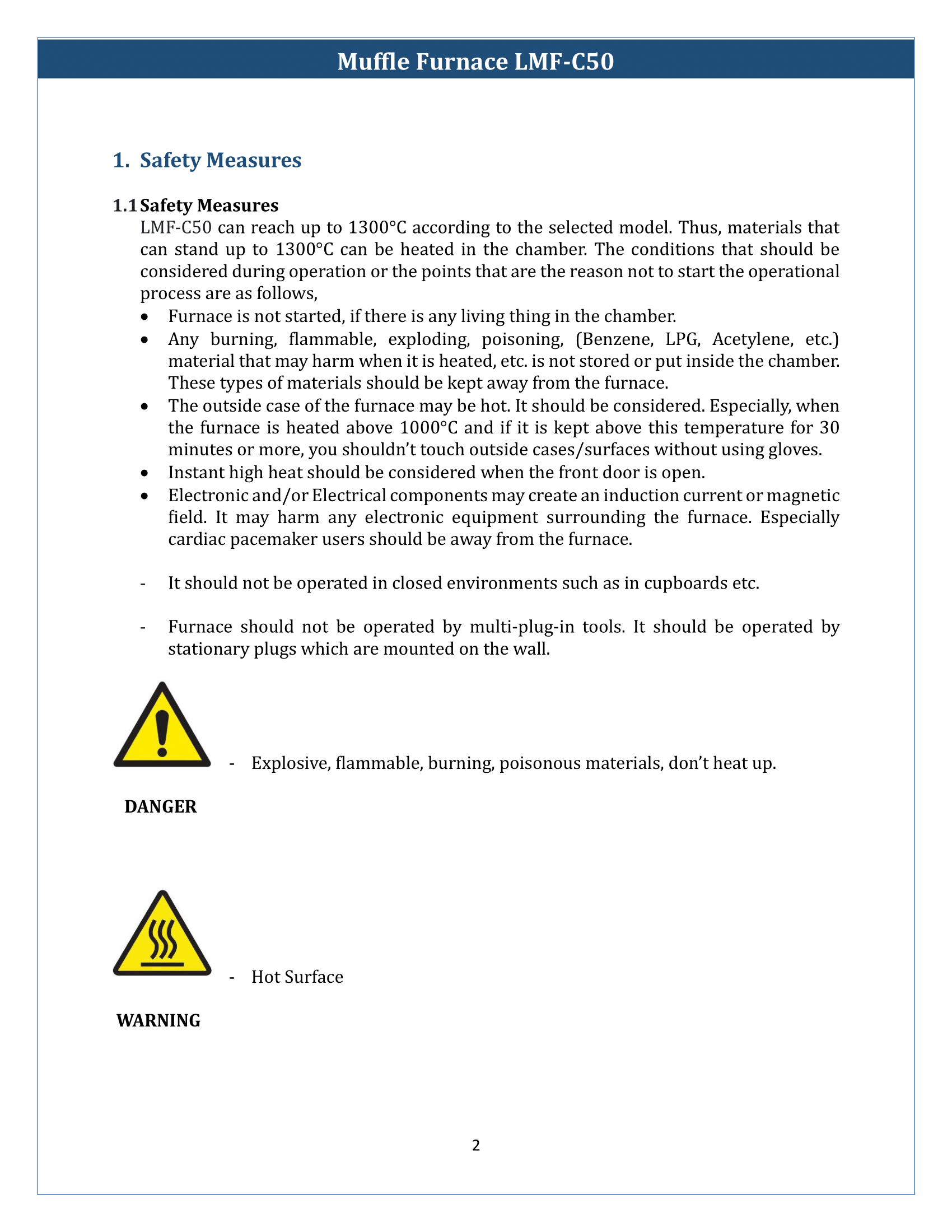 Muffle Furnace LMF-C50 Manual