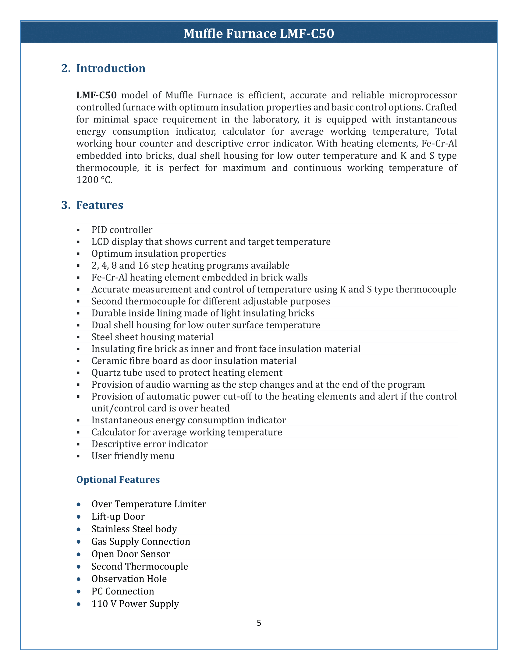 Muffle Furnace LMF-C50 Manual