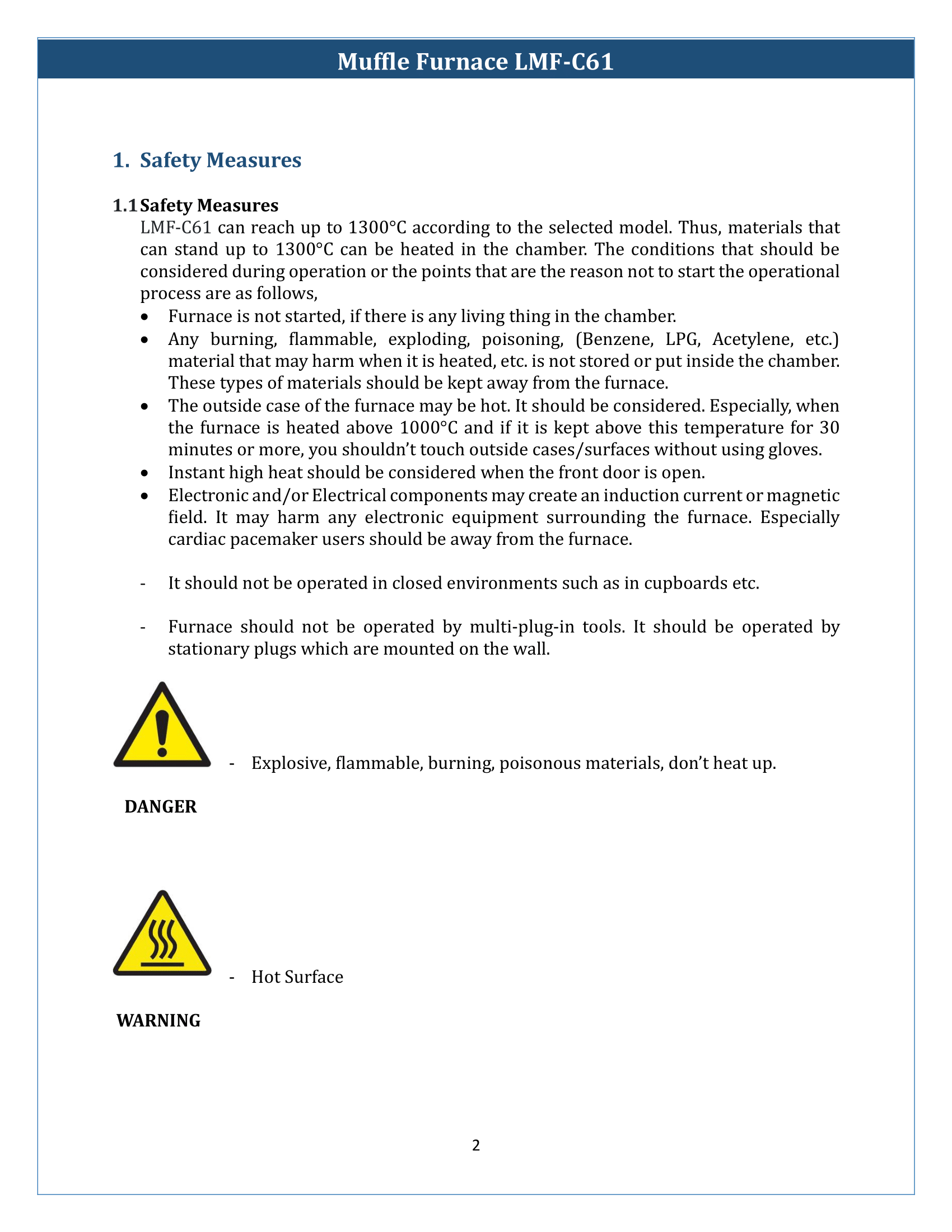 Muffle Furnace LMF-C61 Manual