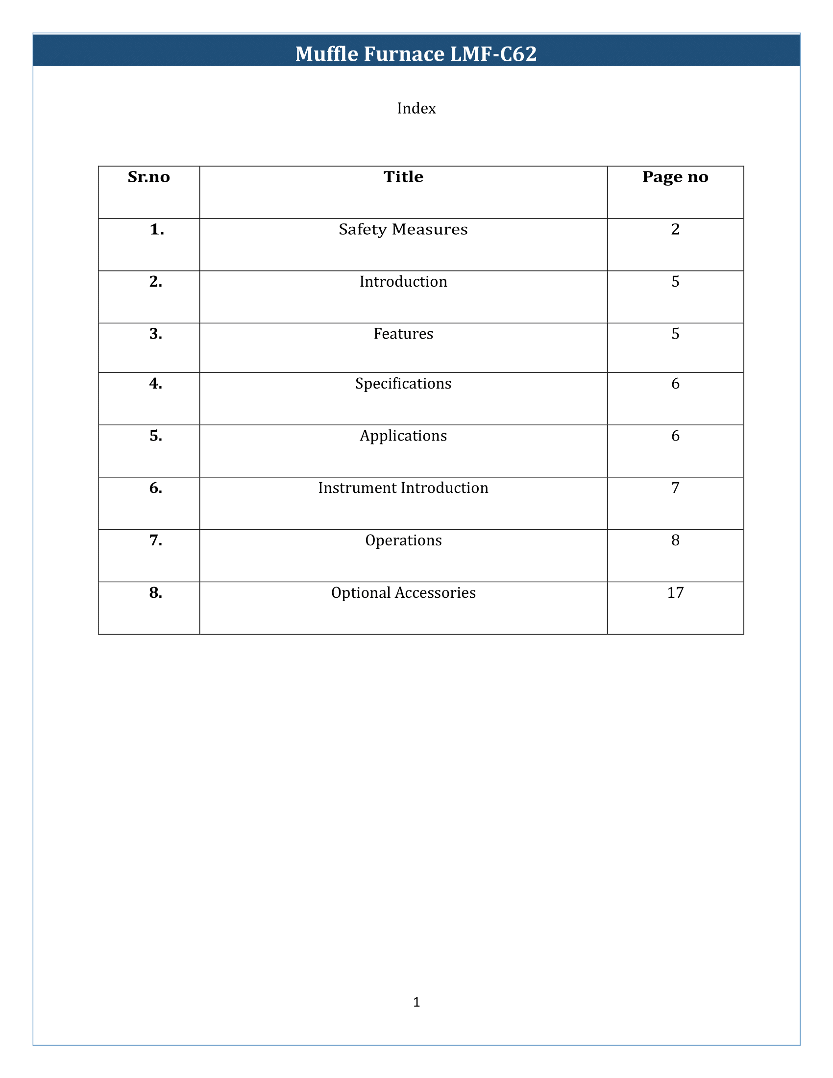 Muffle Furnace LMF-C62 Manual