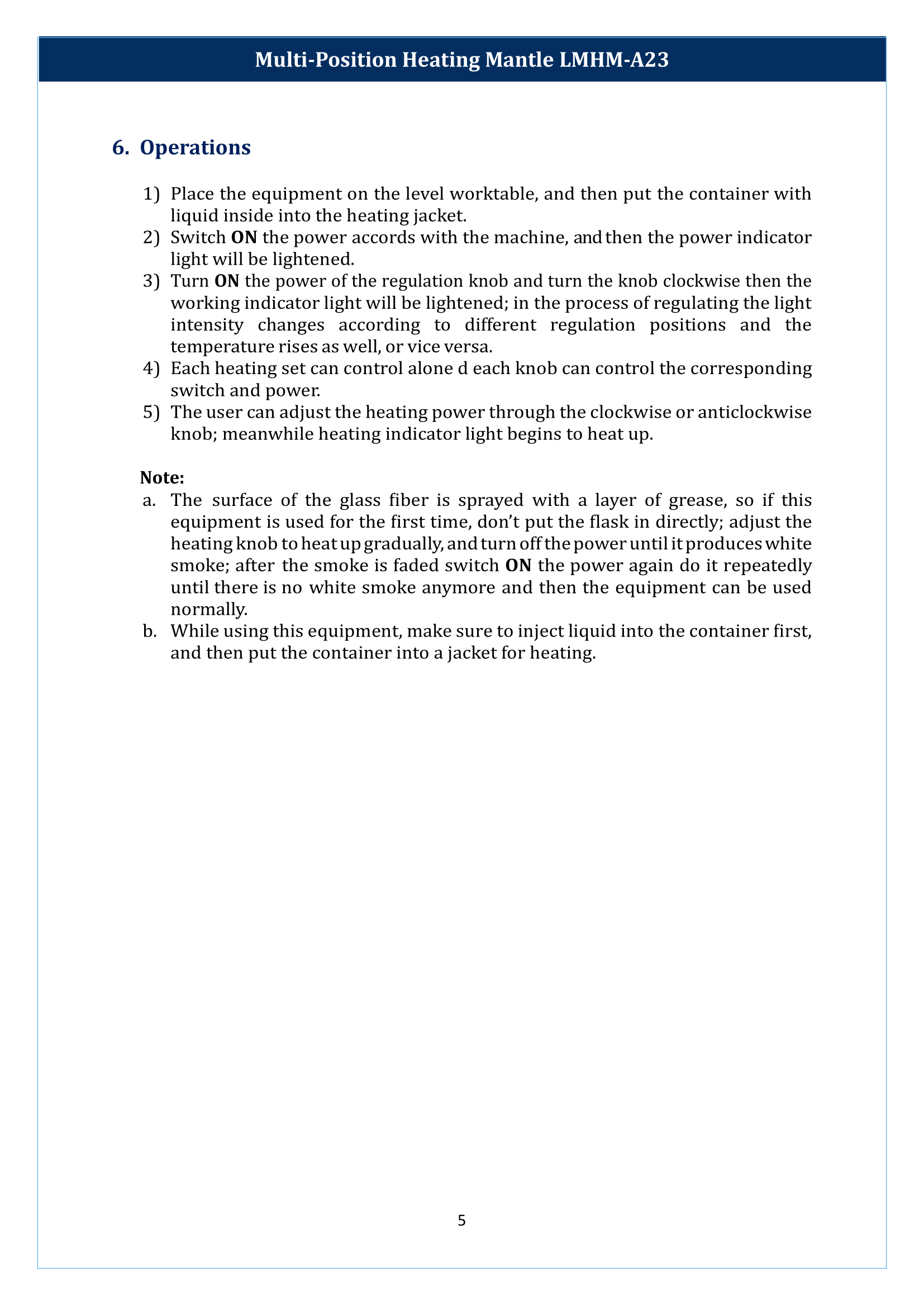 Multi-Position Heating Mantle LMHM-A23 Manual