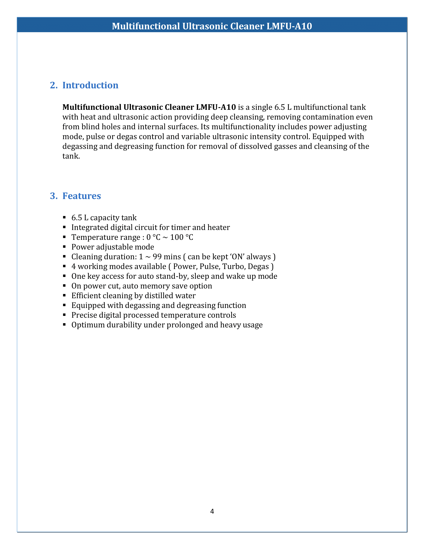 Multifunctional Ultrasonic Cleaner LMFU-A10 Manual