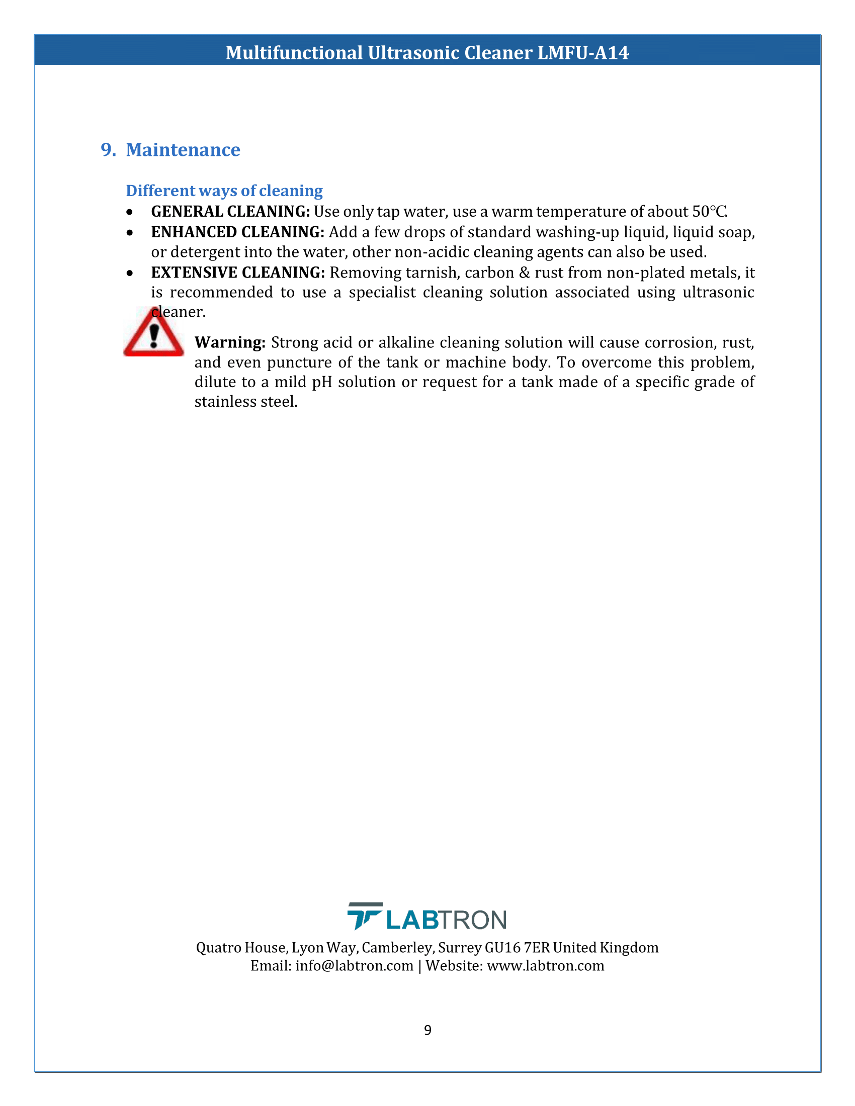 Multifunctional Ultrasonic Cleaner LMFU-A14 Manual