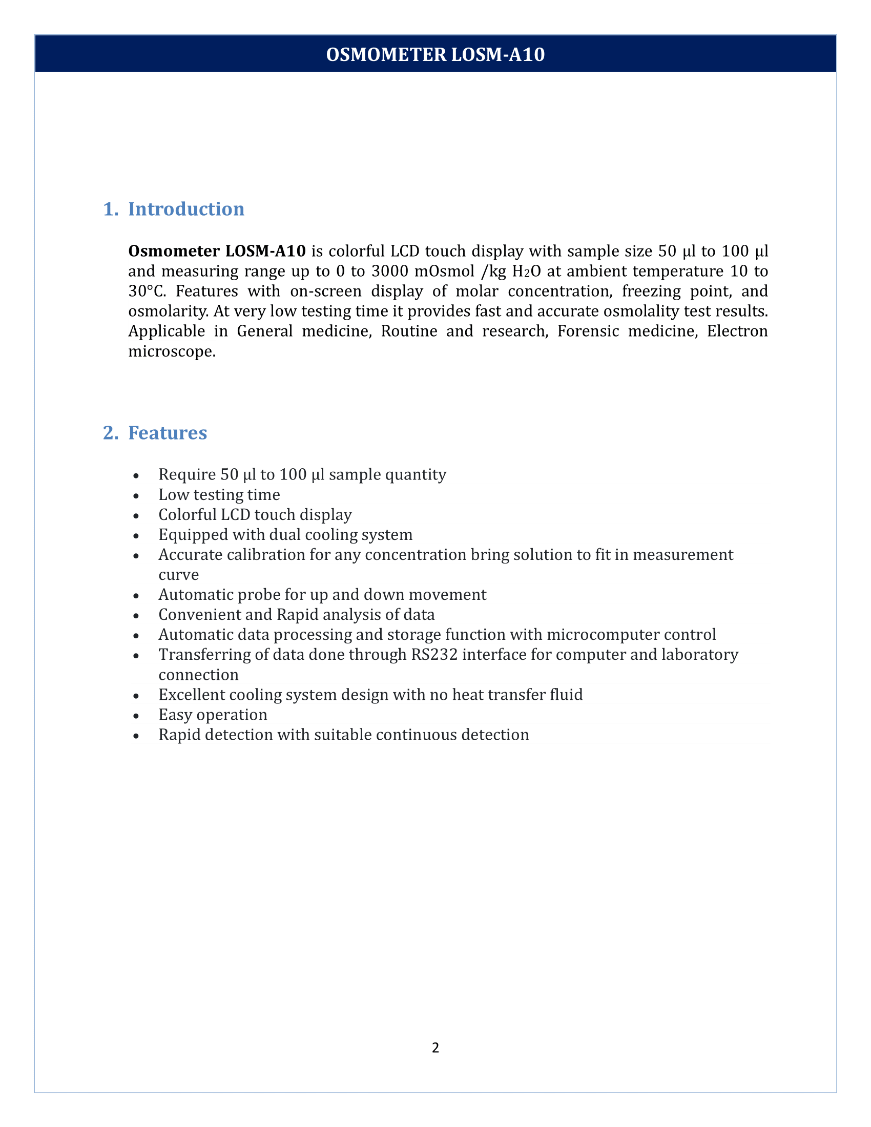 Osmometer LOSM-A10 Manual