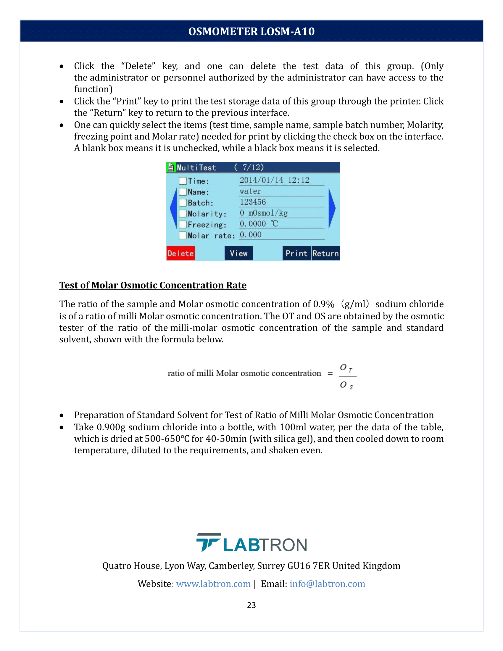 Osmometer LOSM-A10 Manual