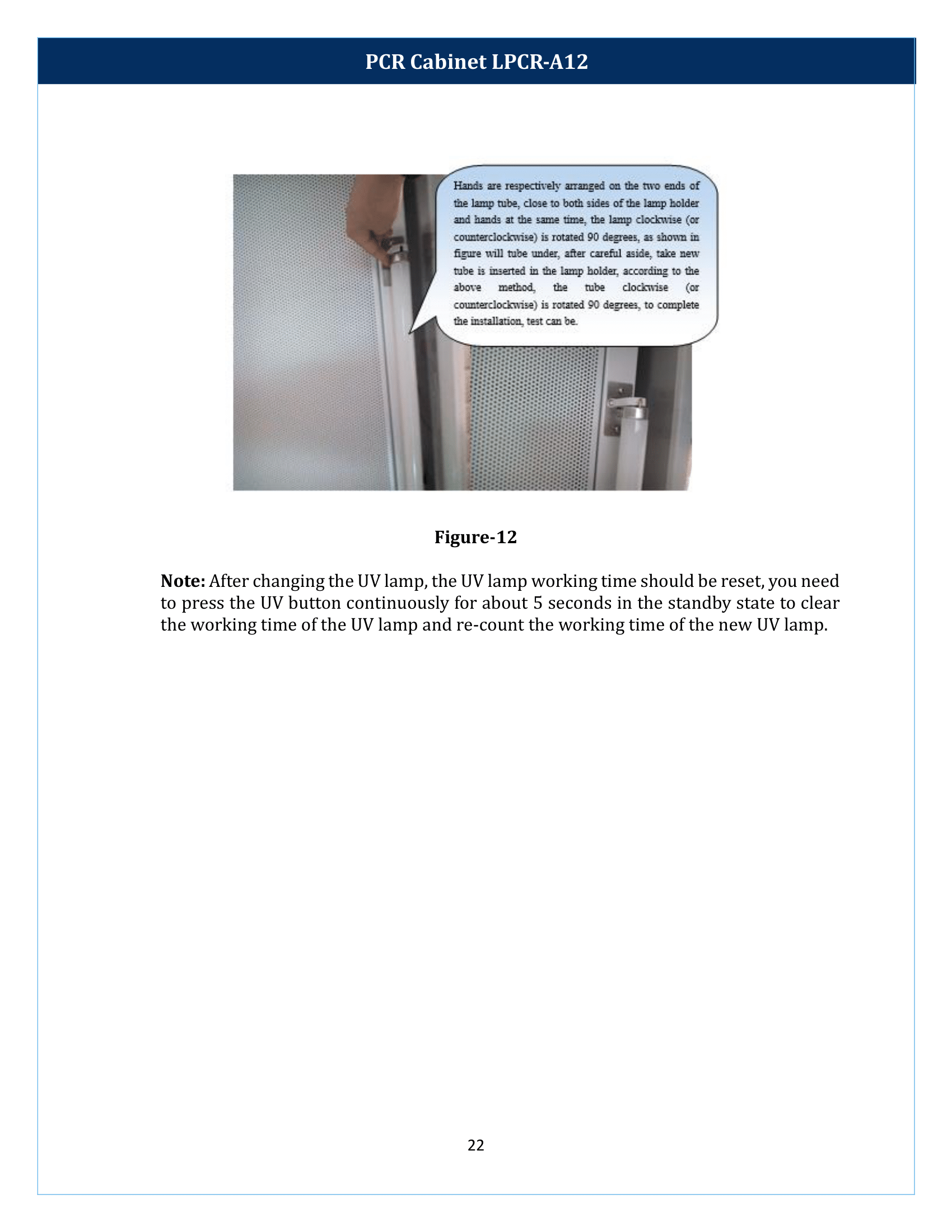 PCR Cabinet LPCR-A12 Manual