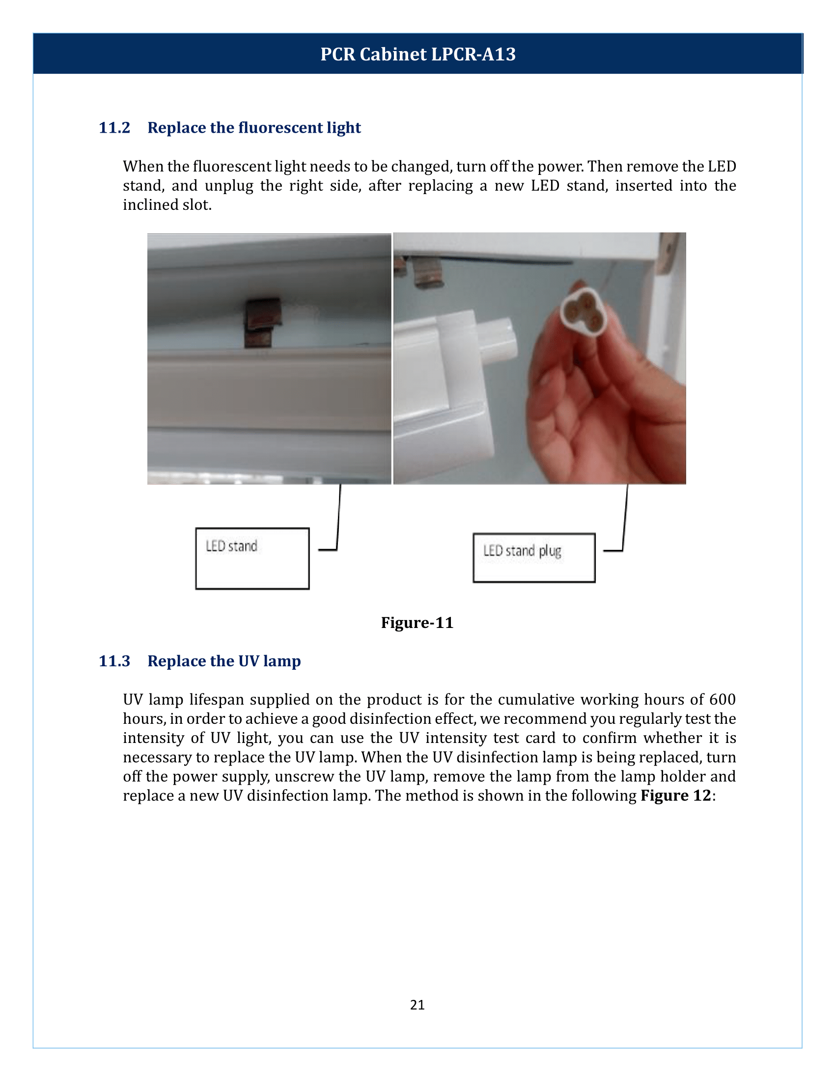 PCR Cabinet LPCR-A13 Manual