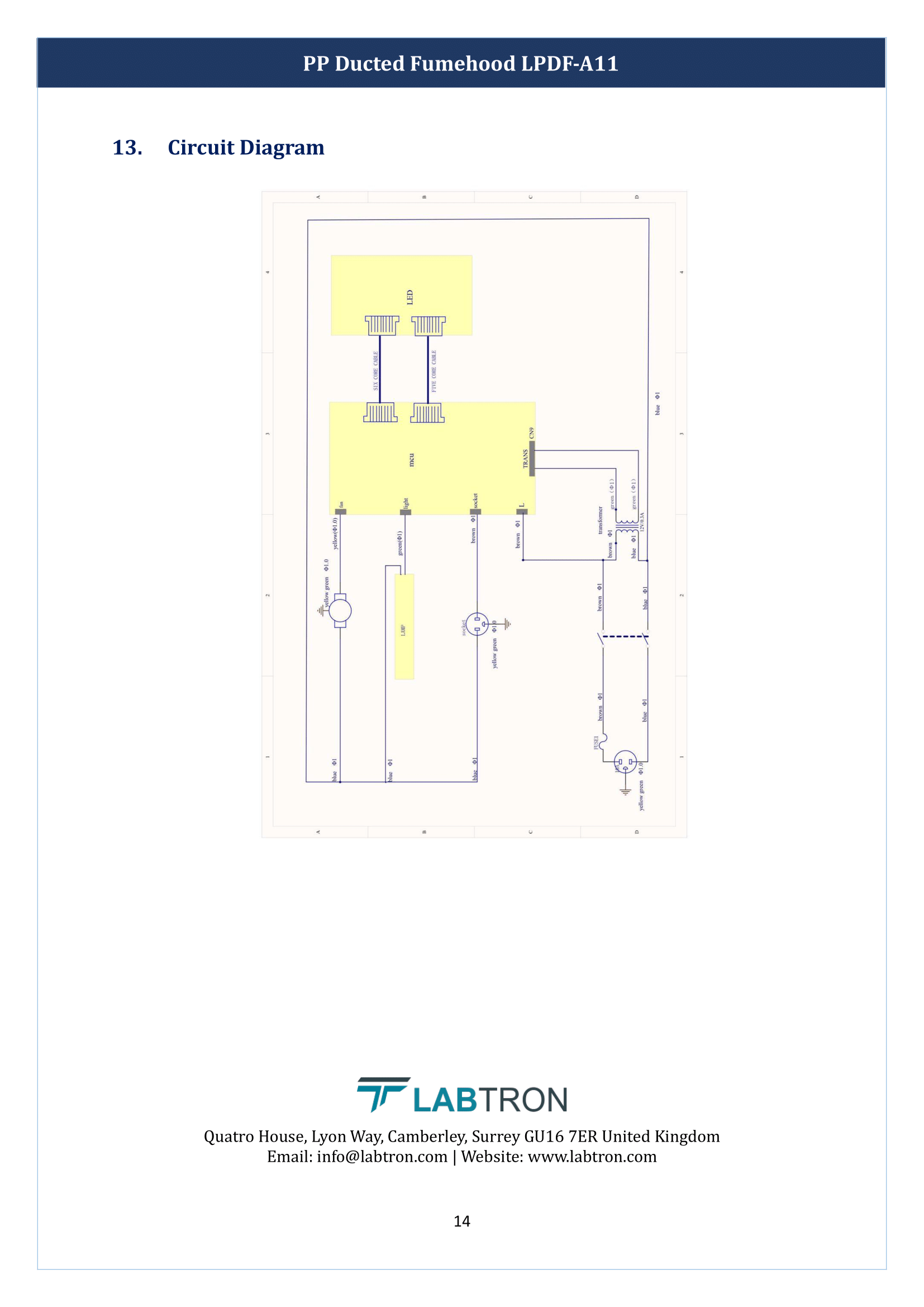 PP Ducted Fume Hood LPDF-A11 Manual