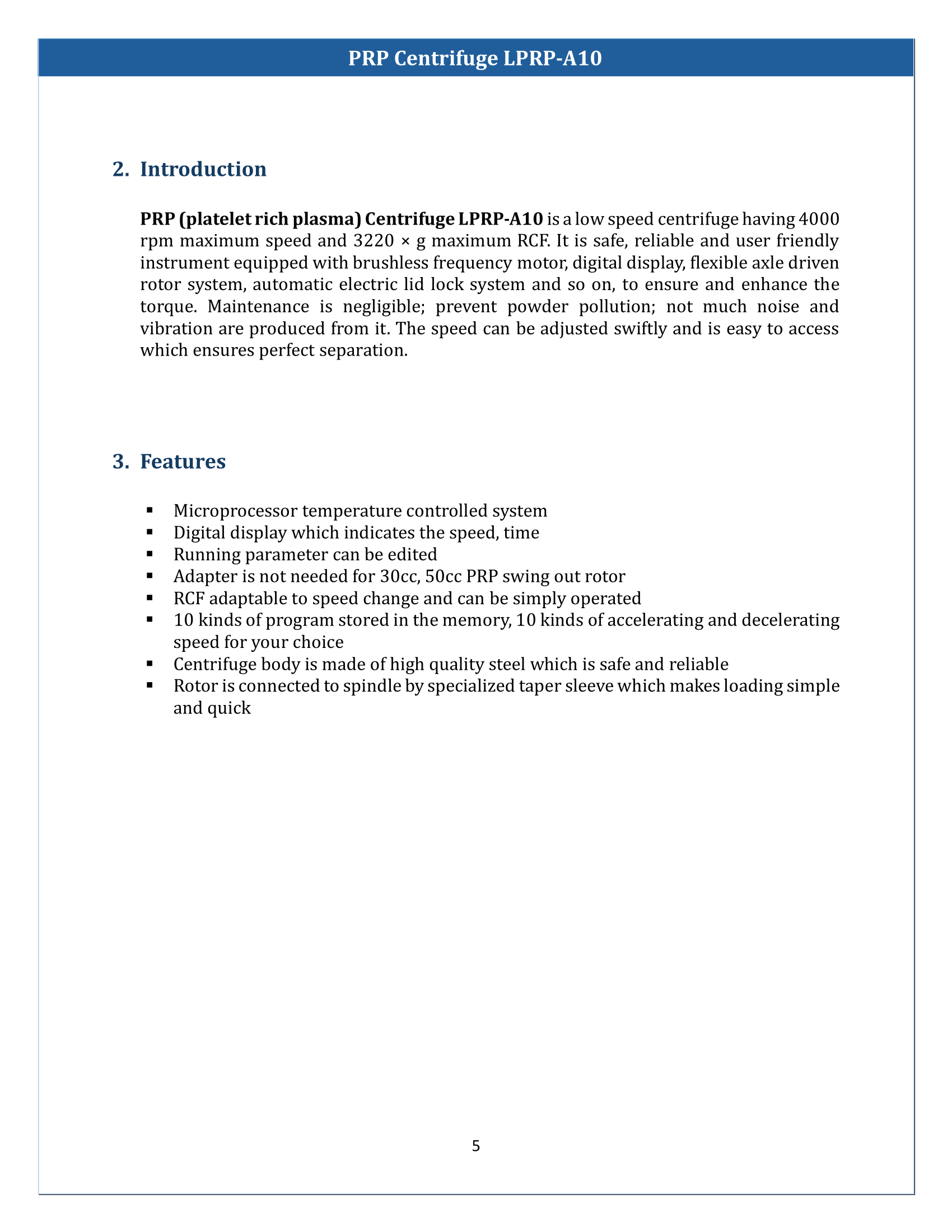 PRP Centrifuge LPRP-A10 Manual