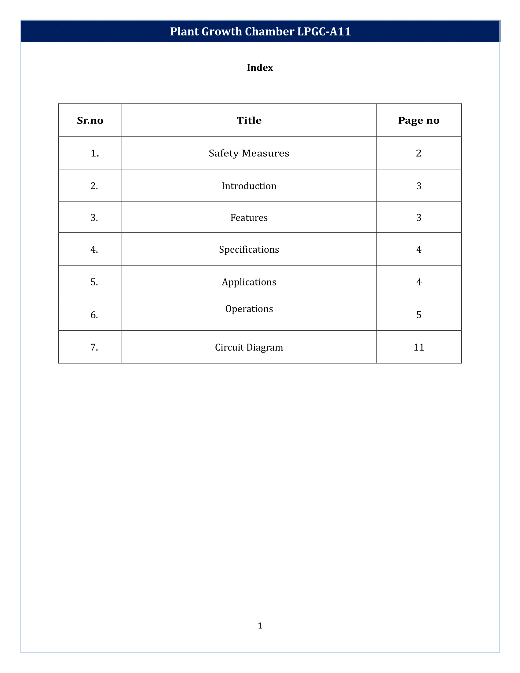 Plant Growth Chamber LPGC-A11 Manual